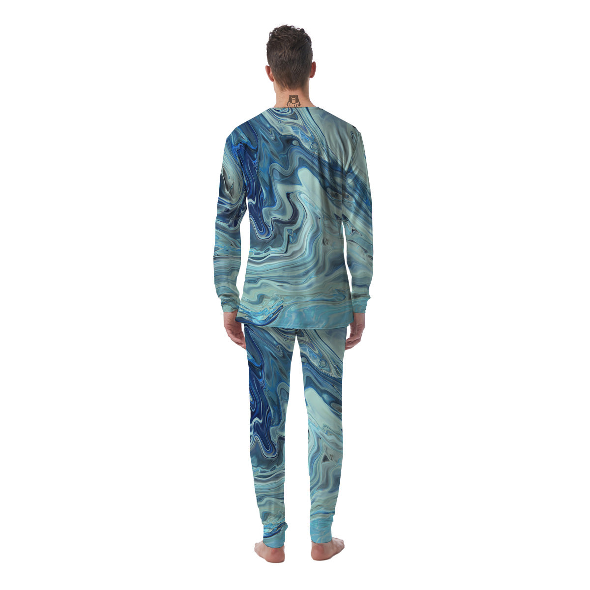 Acid Melt Blue Ocean Print Men's Pajamas-grizzshop