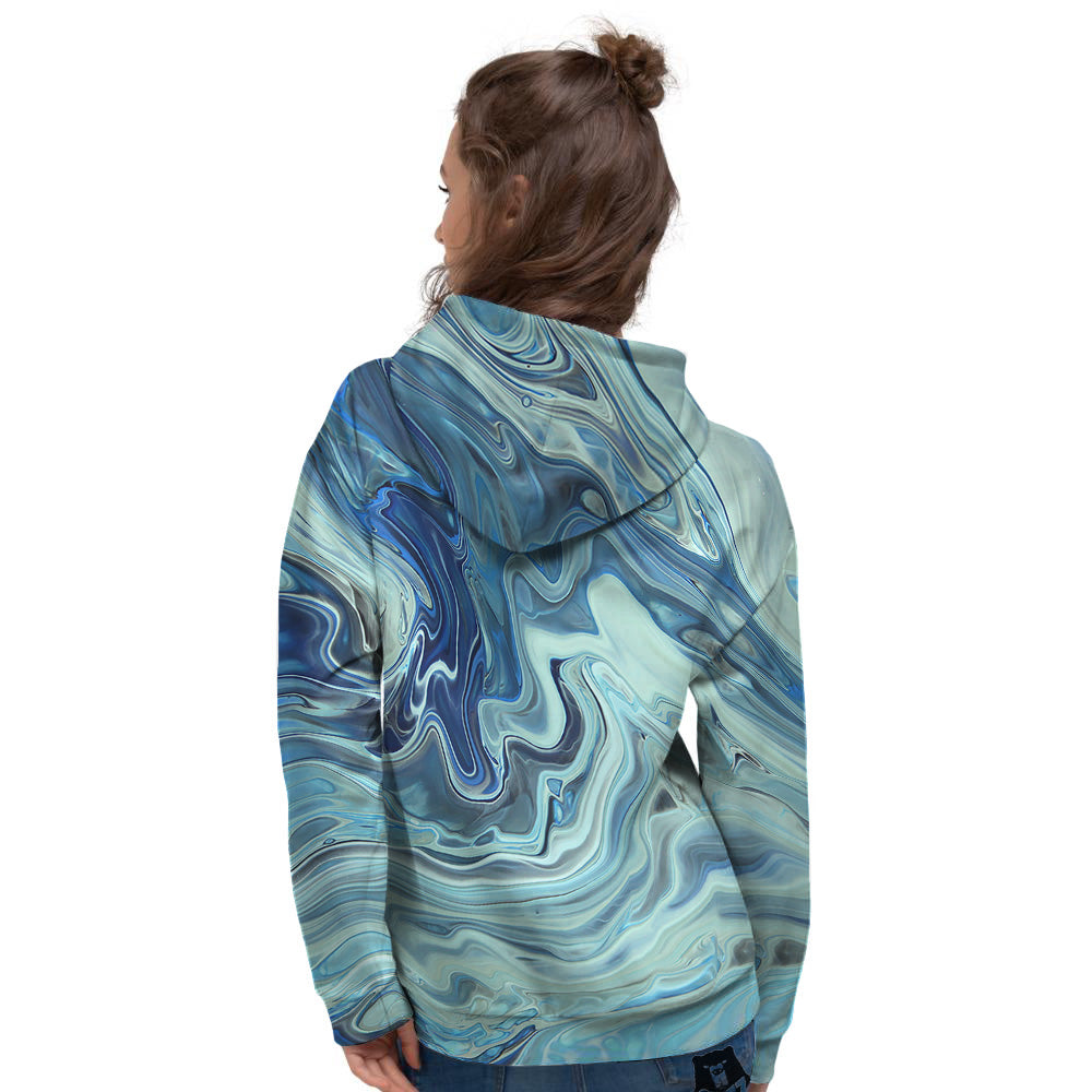 Acid Melt Blue Ocean Print Women's Hoodie-grizzshop