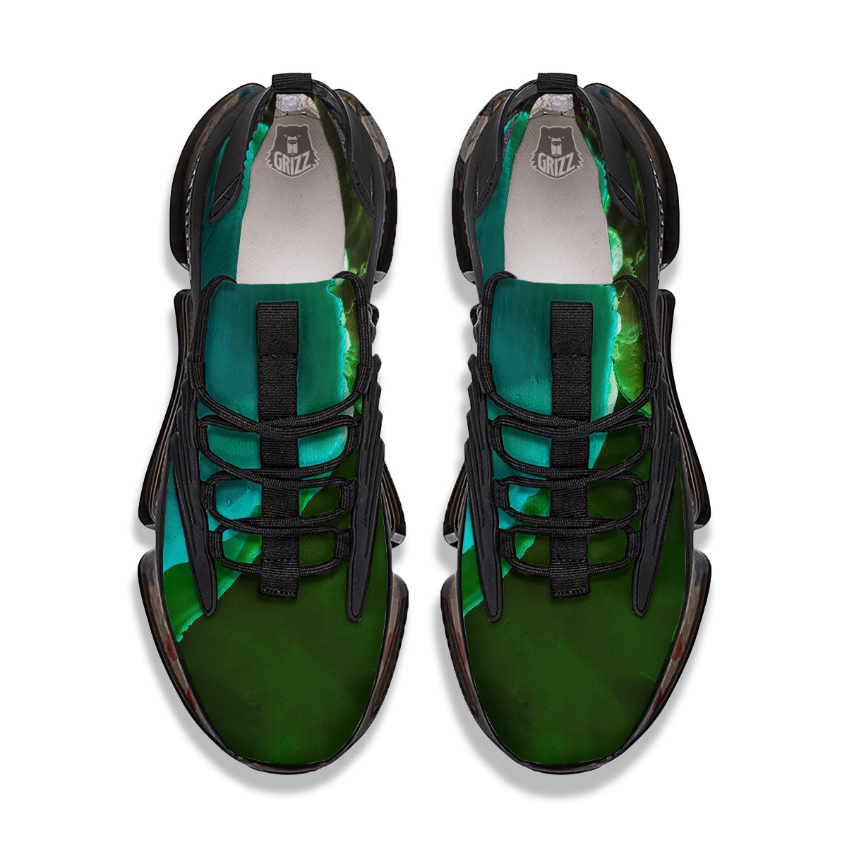 Acid Melt Green And Turquoise Print Black Gym Shoes-grizzshop