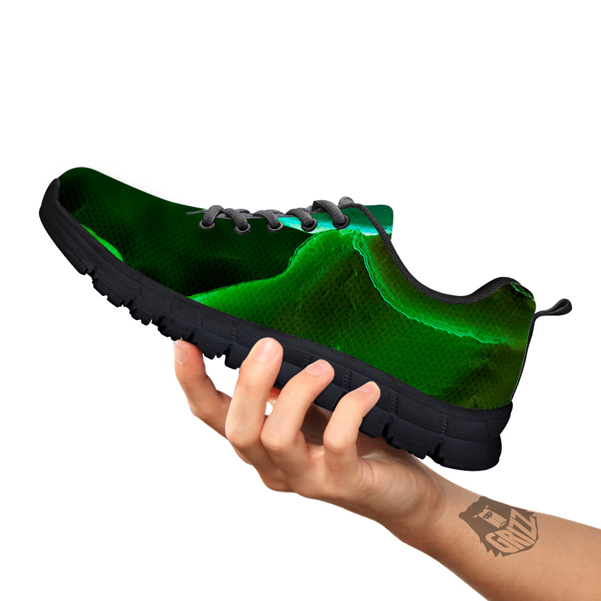 Acid Melt Green And Turquoise Print Black Sneaker-grizzshop