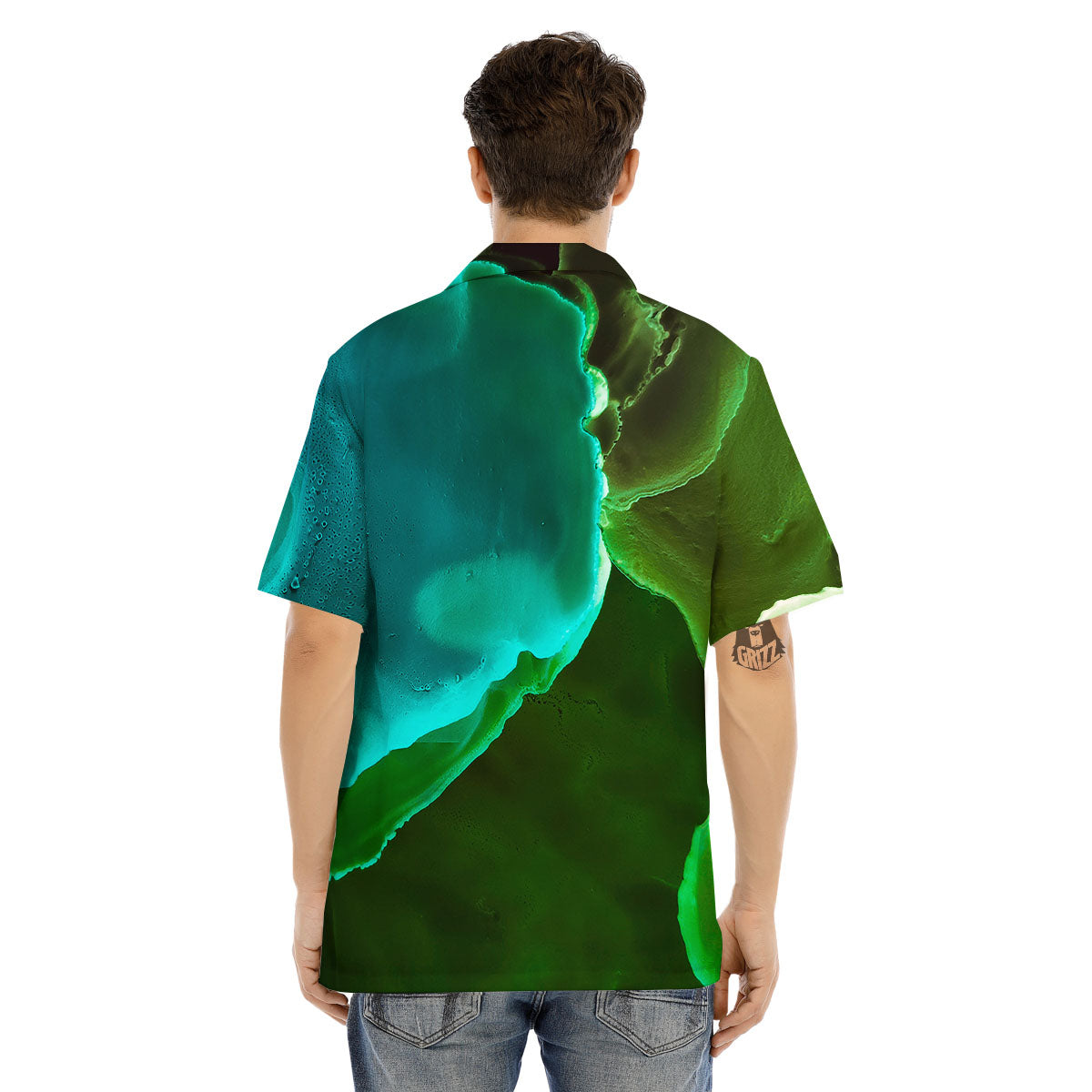 Acid Melt Green And Turquoise Print Men's Hawaiian Shirt-grizzshop