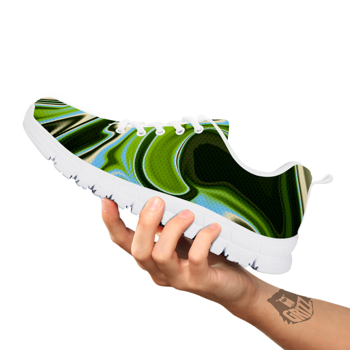 Acid Melt Green Print White Sneaker-grizzshop