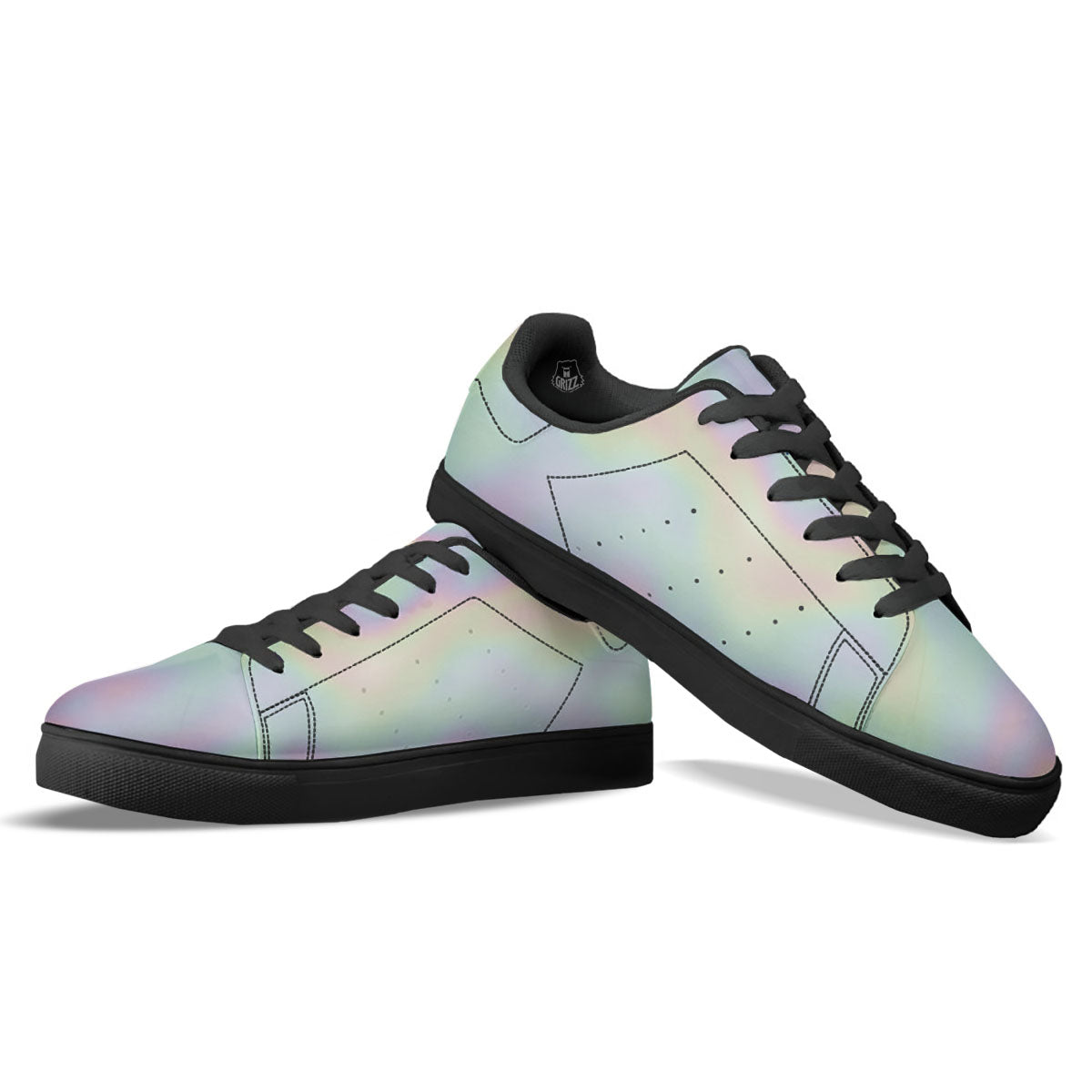 Acid Melt Pastel Print Black Low Top Sneakers-grizzshop