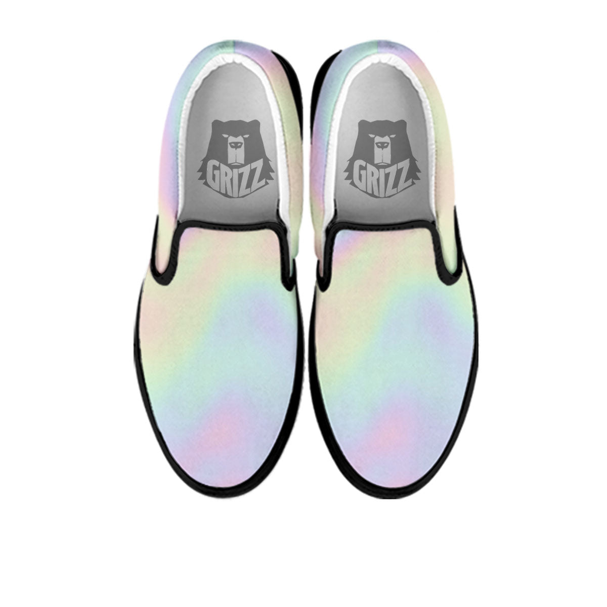 Acid Melt Pastel Print Black Slip On Shoes-grizzshop