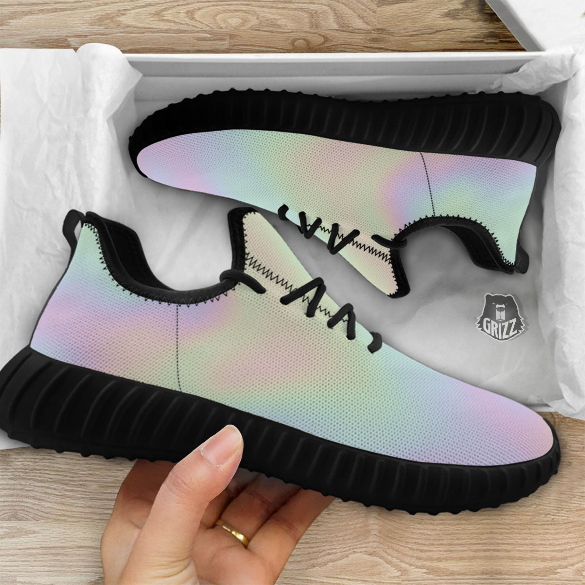Acid Melt Pastel Print Black Walking Shoes-grizzshop