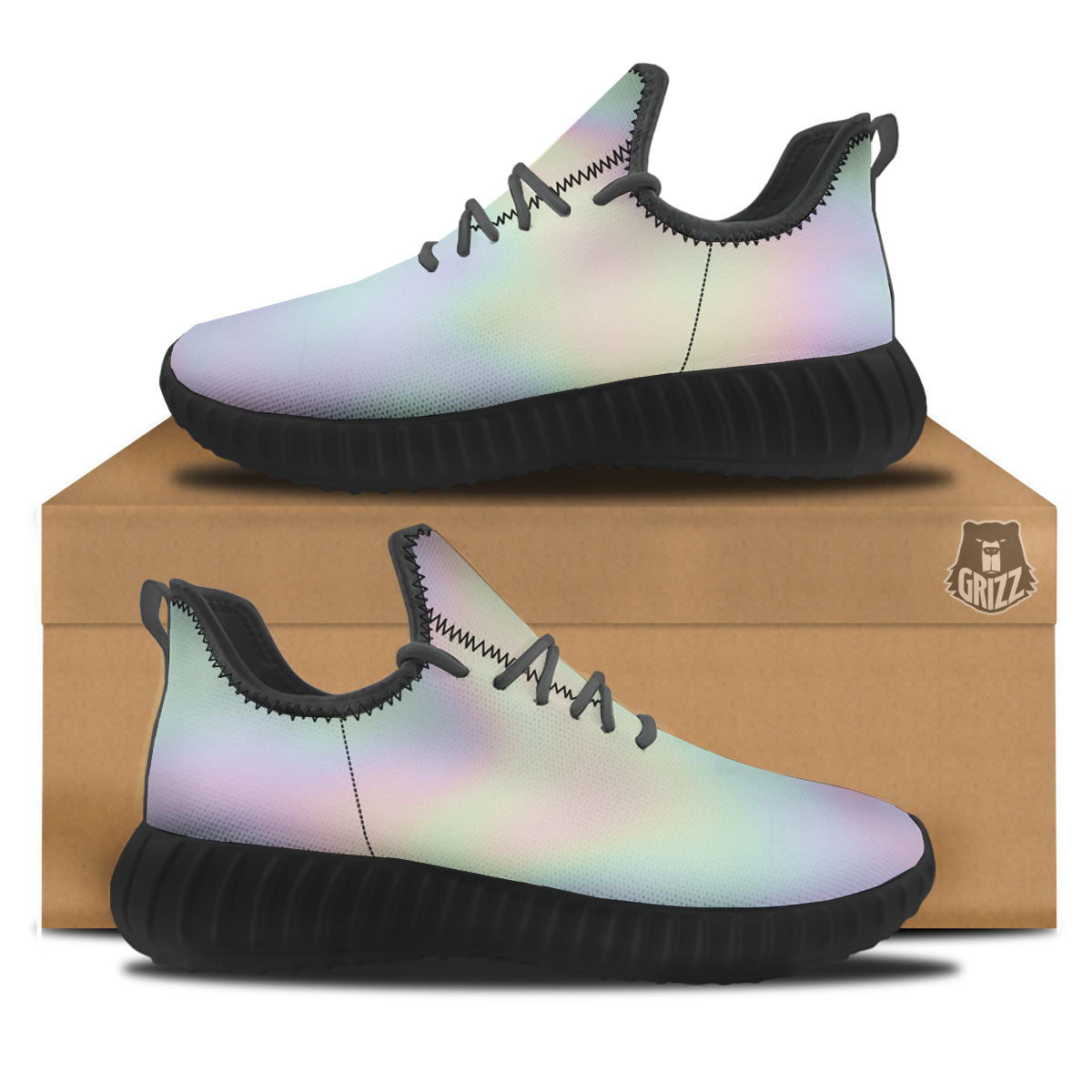 Acid Melt Pastel Print Black Walking Shoes-grizzshop