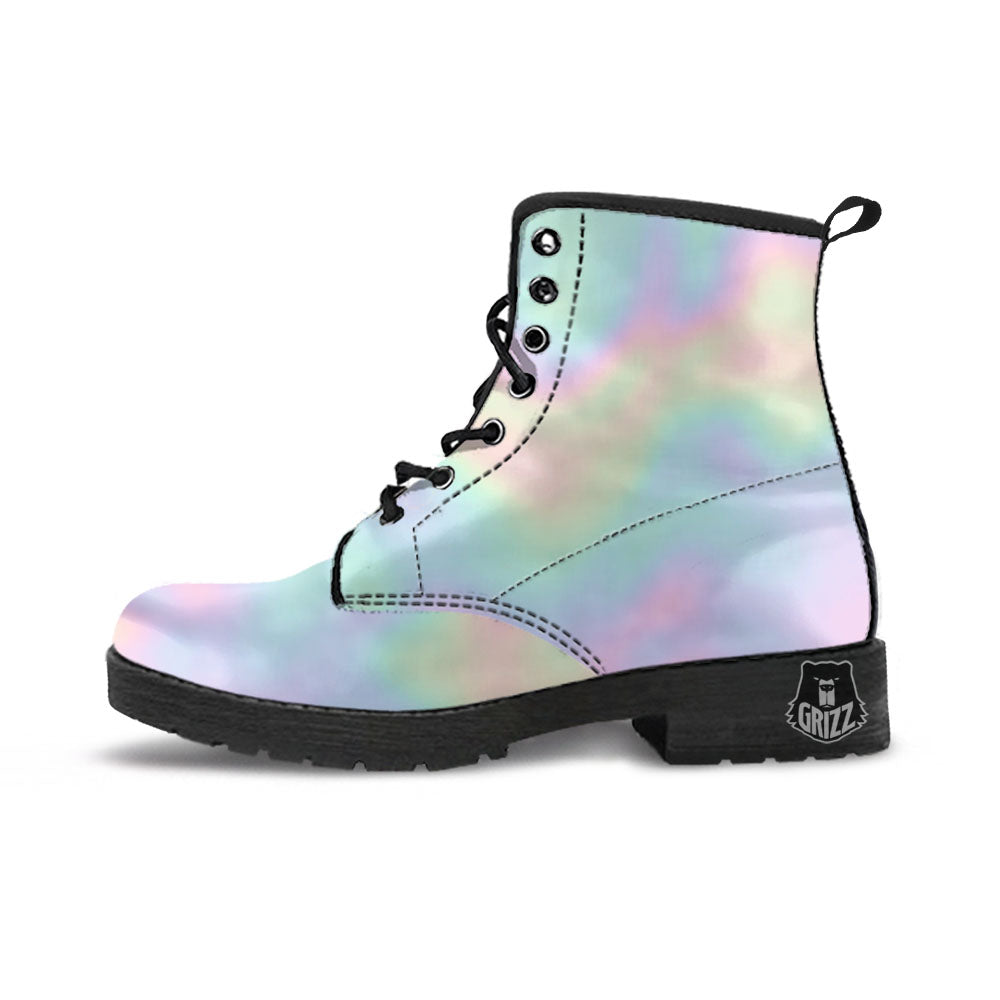 Acid Melt Pastel Print Leather Boots-grizzshop
