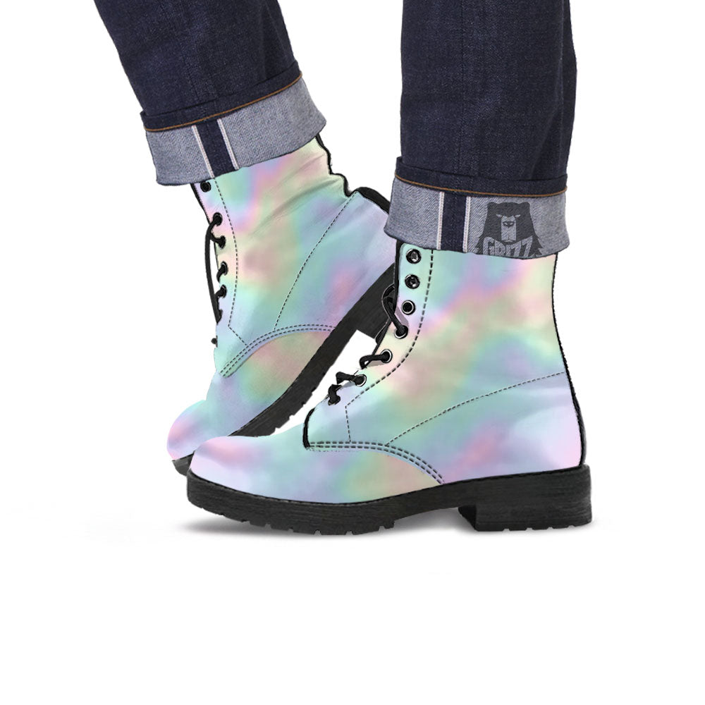 Acid Melt Pastel Print Leather Boots-grizzshop