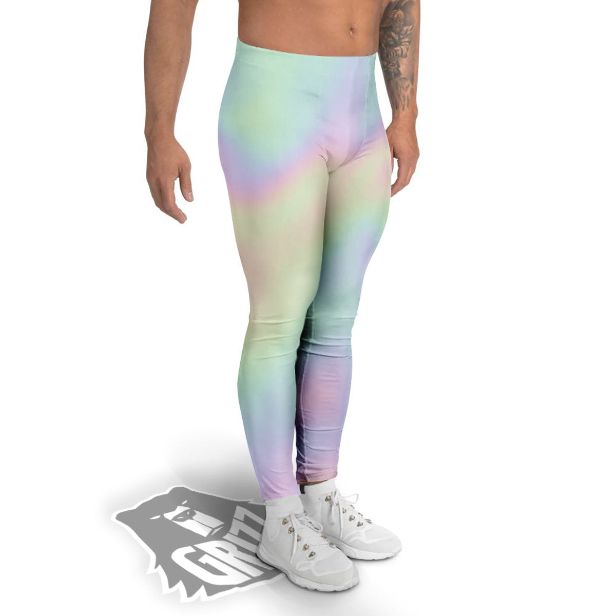 Acid Melt Pastel Print Men's Leggings-grizzshop