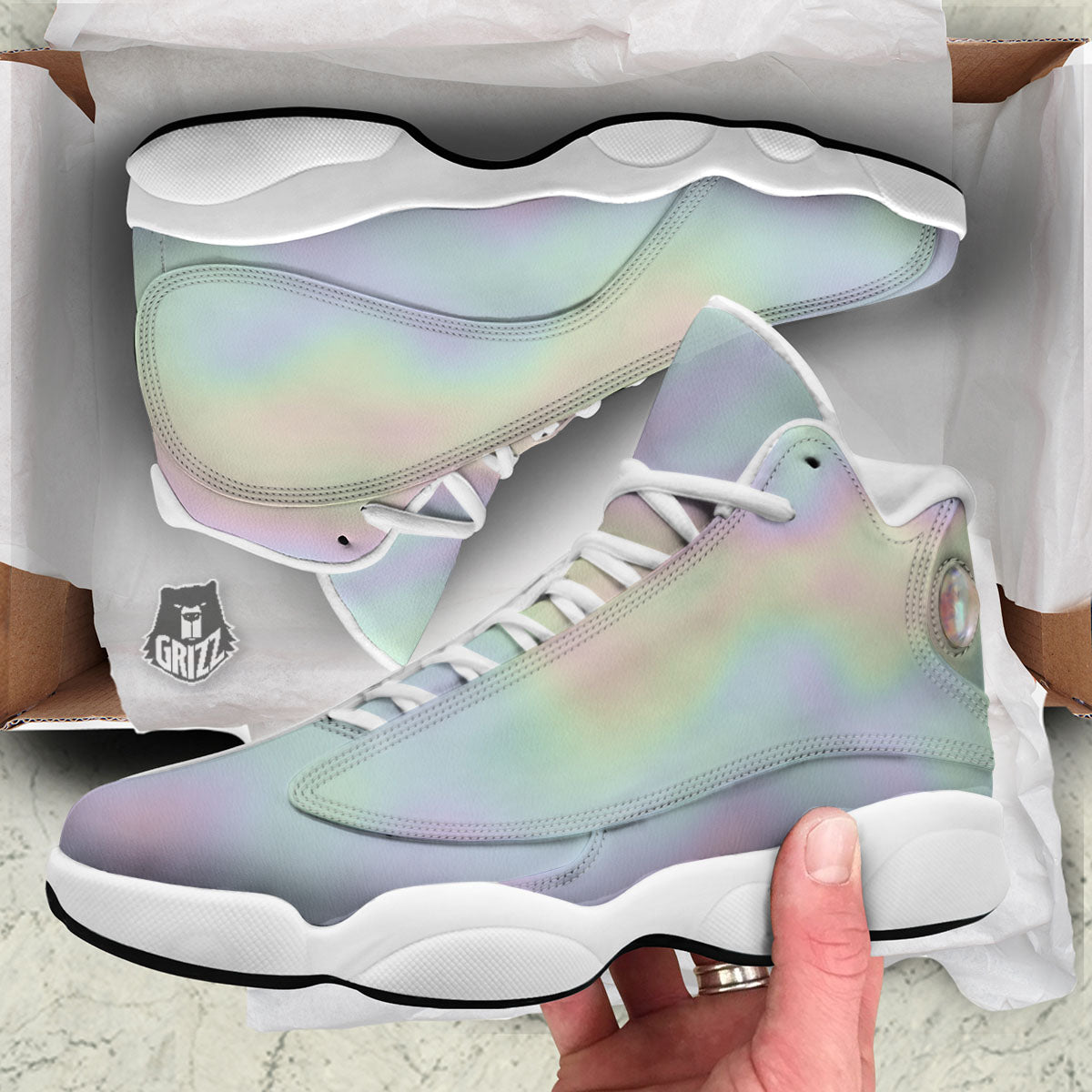 Acid Melt Pastel Print White Basketball Shoes-grizzshop