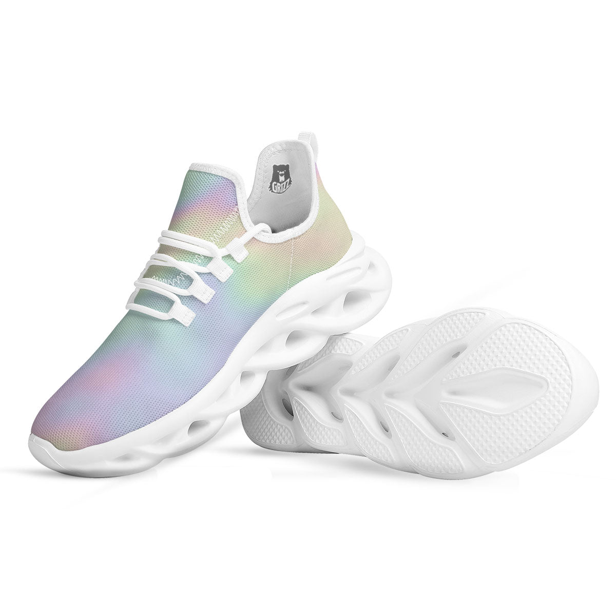 Acid Melt Pastel Print White Running Shoes-grizzshop