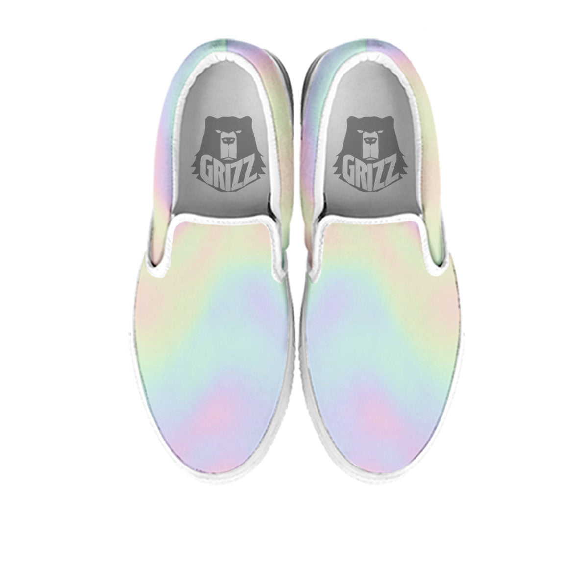 Acid Melt Pastel Print White Slip On Shoes-grizzshop