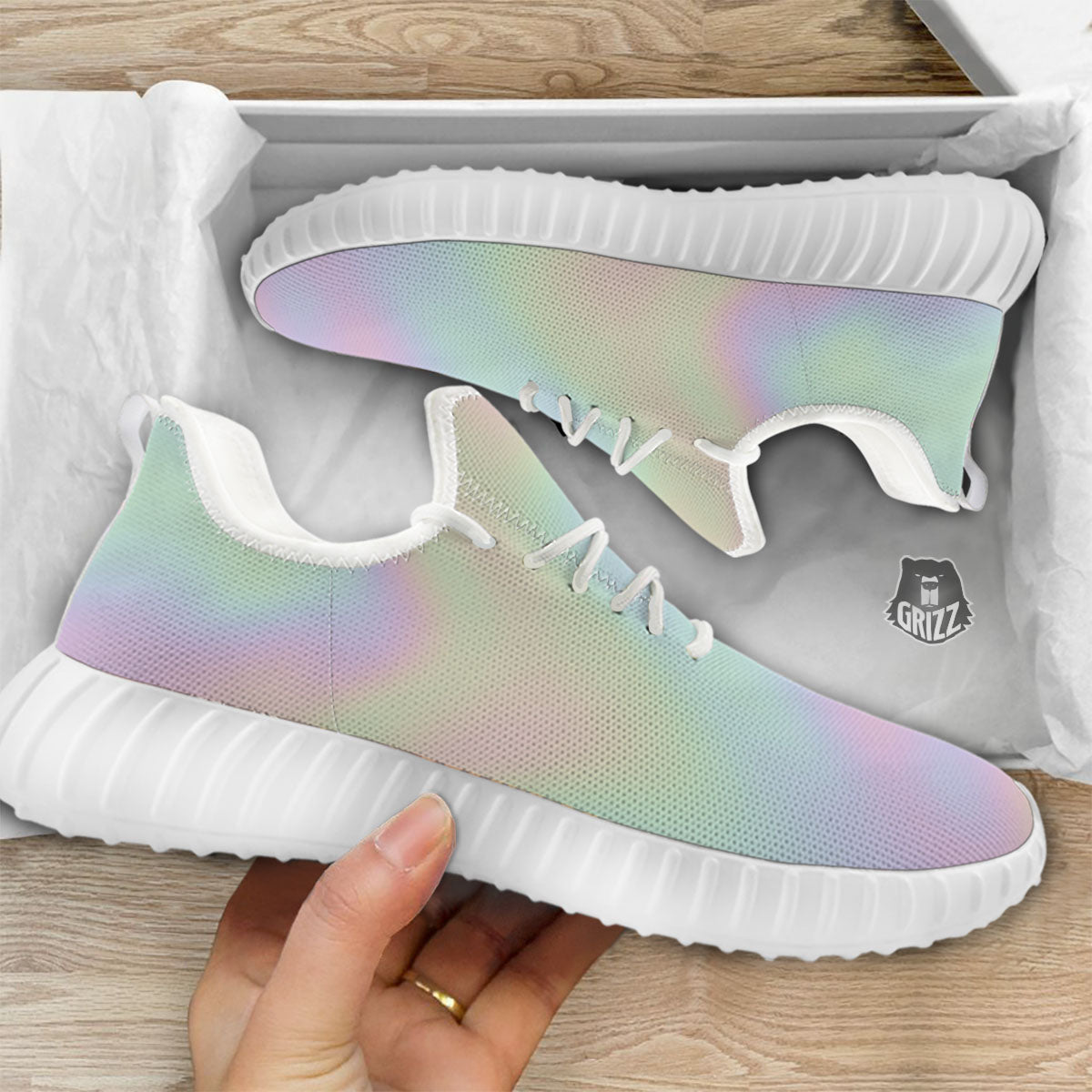 Acid Melt Pastel Print White Walking Shoes-grizzshop