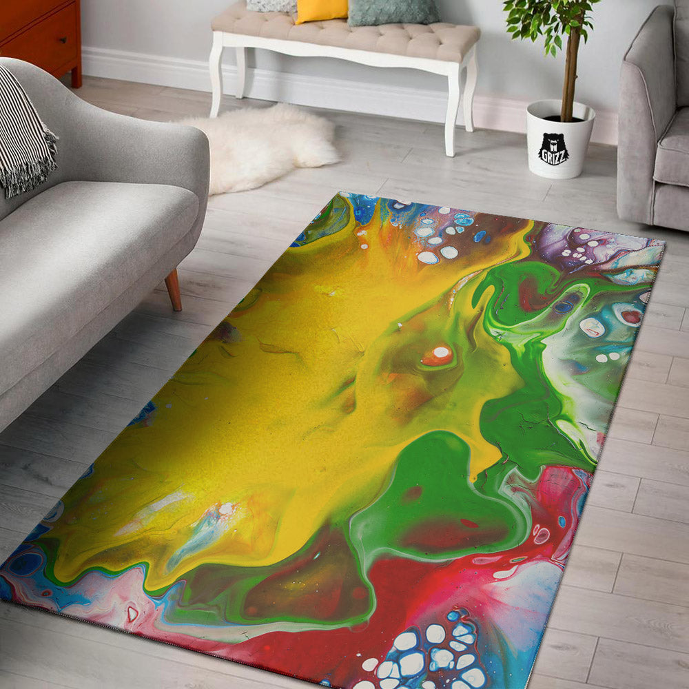 Acid Melt Yellow And Green Print Floor Mat-grizzshop