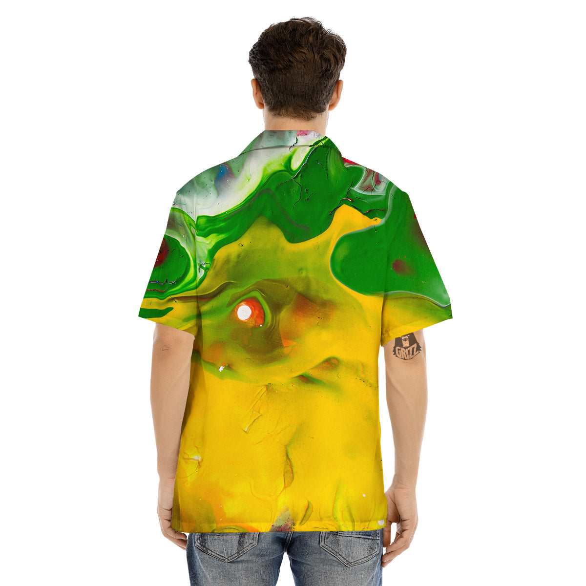 Acid Melt Yellow And Green Print Men's Hawaiian Shirt-grizzshop