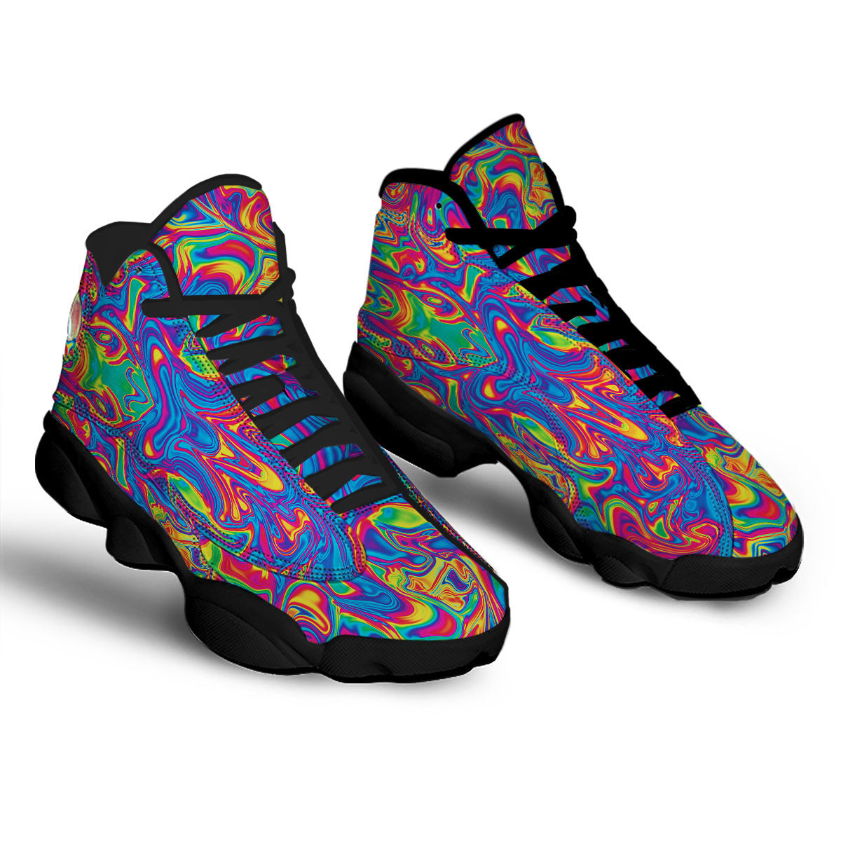 Acid Psychedelic Print Pattern Black Basketball Shoes-grizzshop