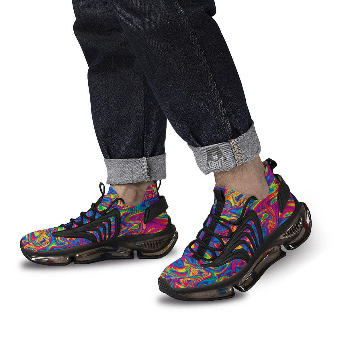 Acid Psychedelic Print Pattern Black Gym Shoes-grizzshop