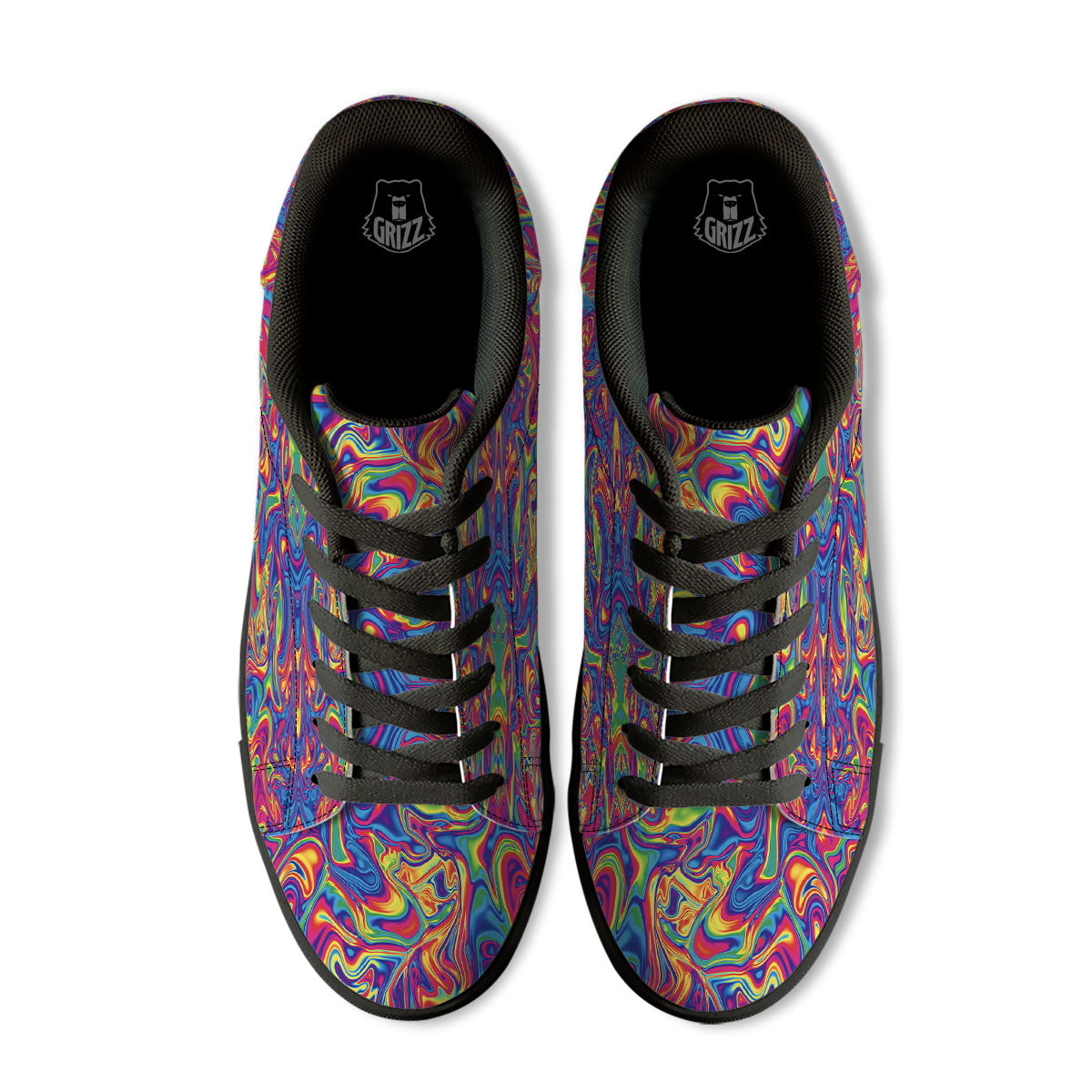 Acid Psychedelic Print Pattern Black Low Top Sneakers-grizzshop