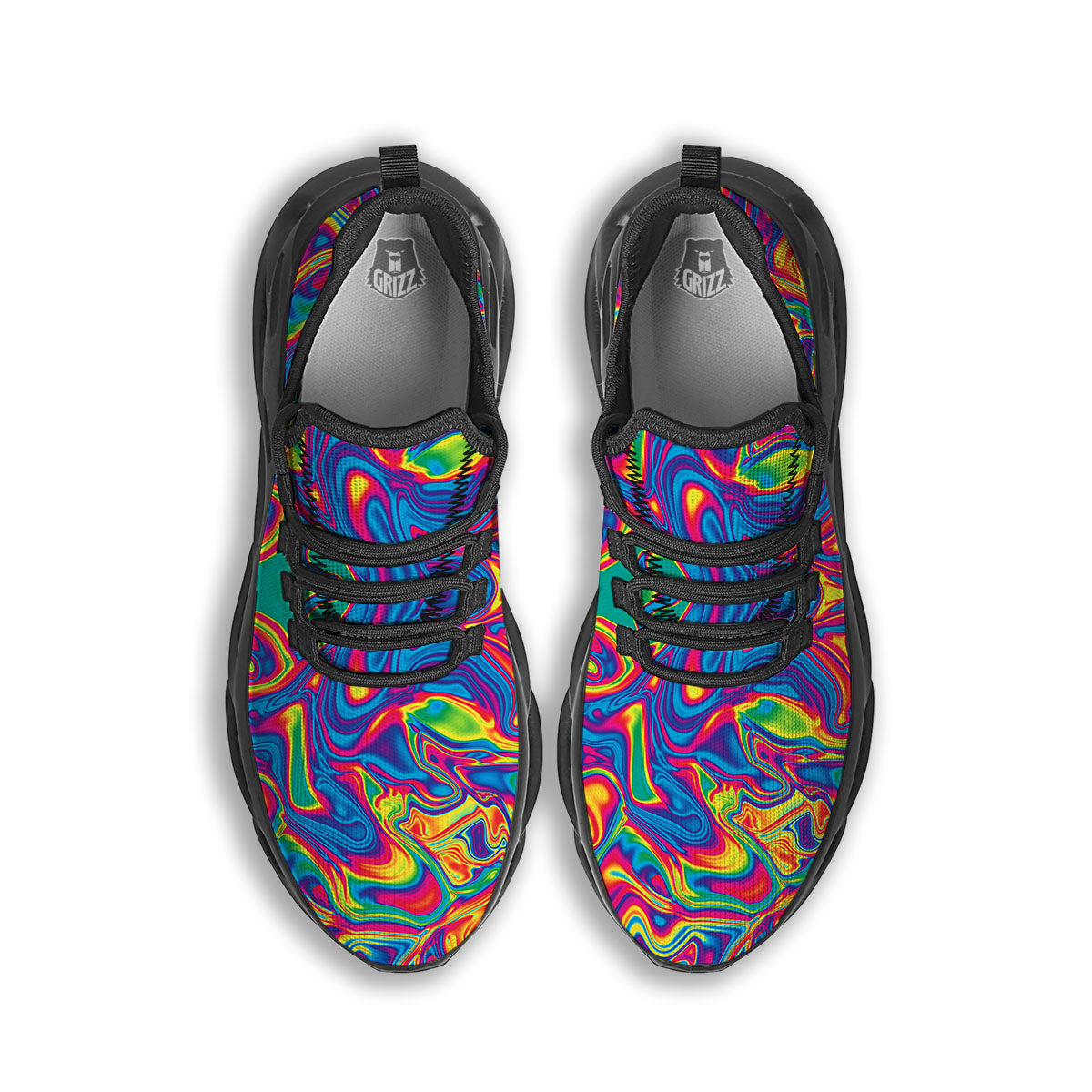 Acid Psychedelic Print Pattern Black Running Shoes-grizzshop