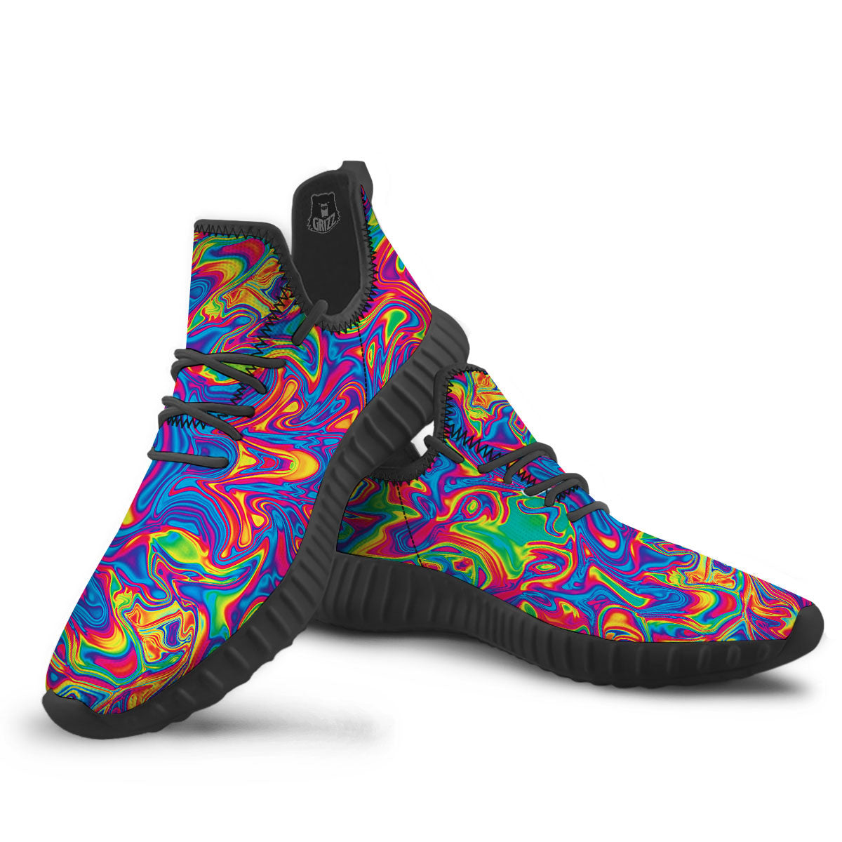 Acid Psychedelic Print Pattern Black Walking Shoes-grizzshop