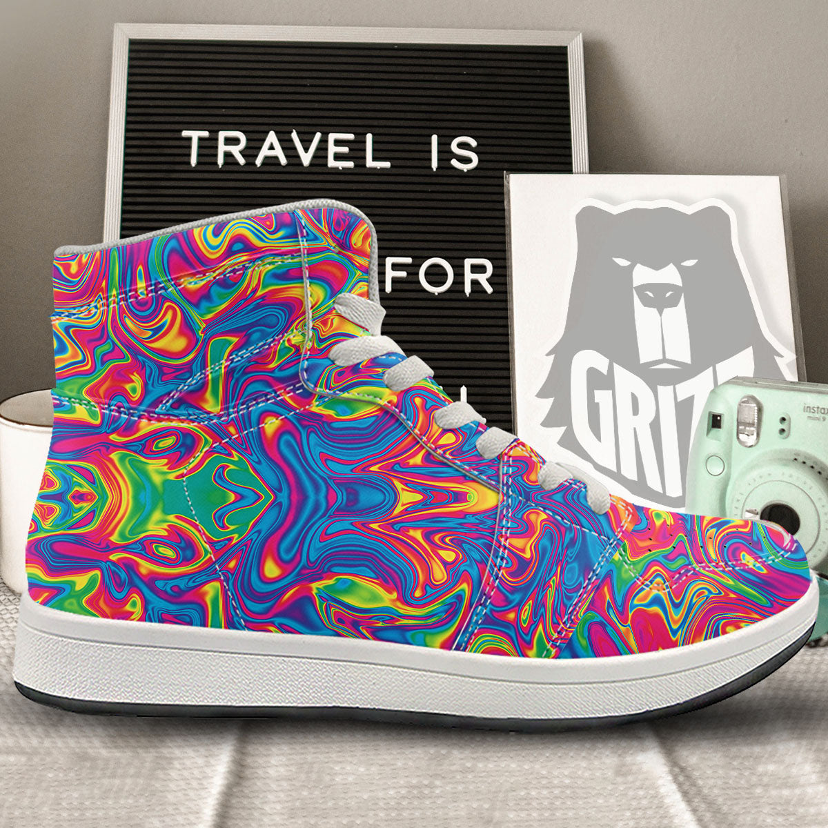 Acid Psychedelic Print Pattern High Top Sneakers-grizzshop