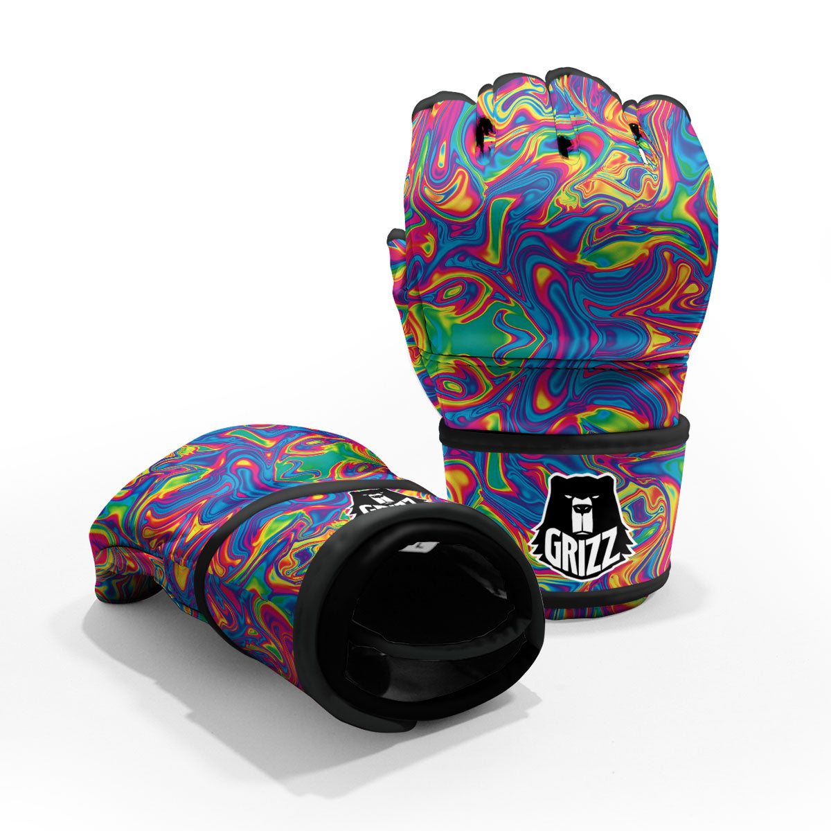 Acid Psychedelic Print Pattern MMA Gloves-grizzshop