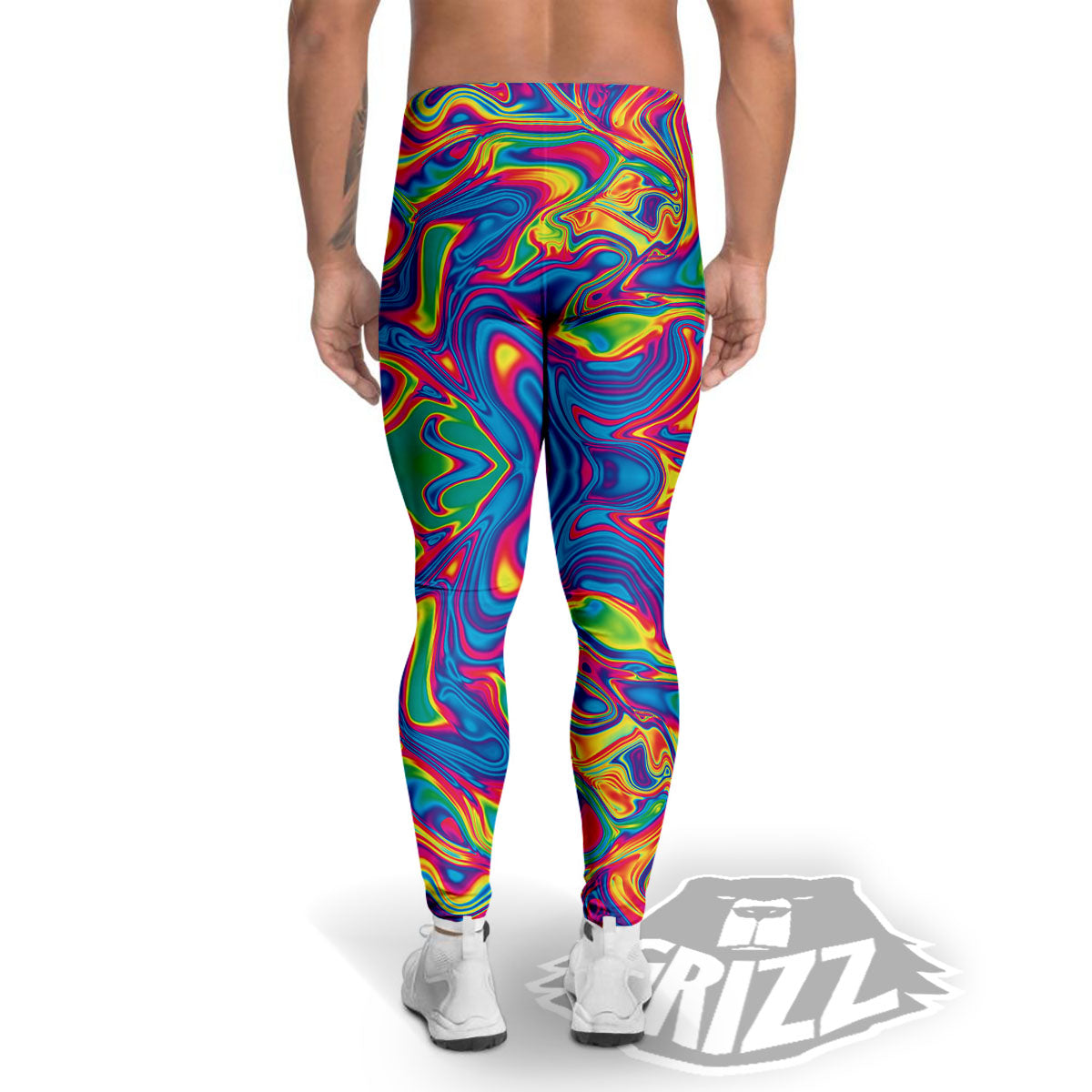 Acid Psychedelic Print Pattern Men's Leggings-grizzshop