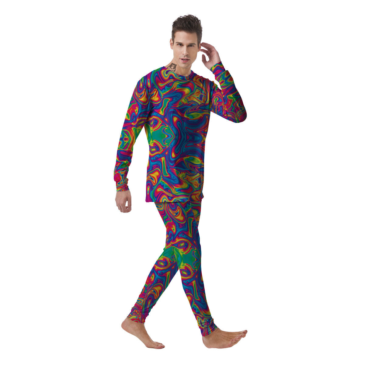 Acid Psychedelic Print Pattern Men's Pajamas-grizzshop