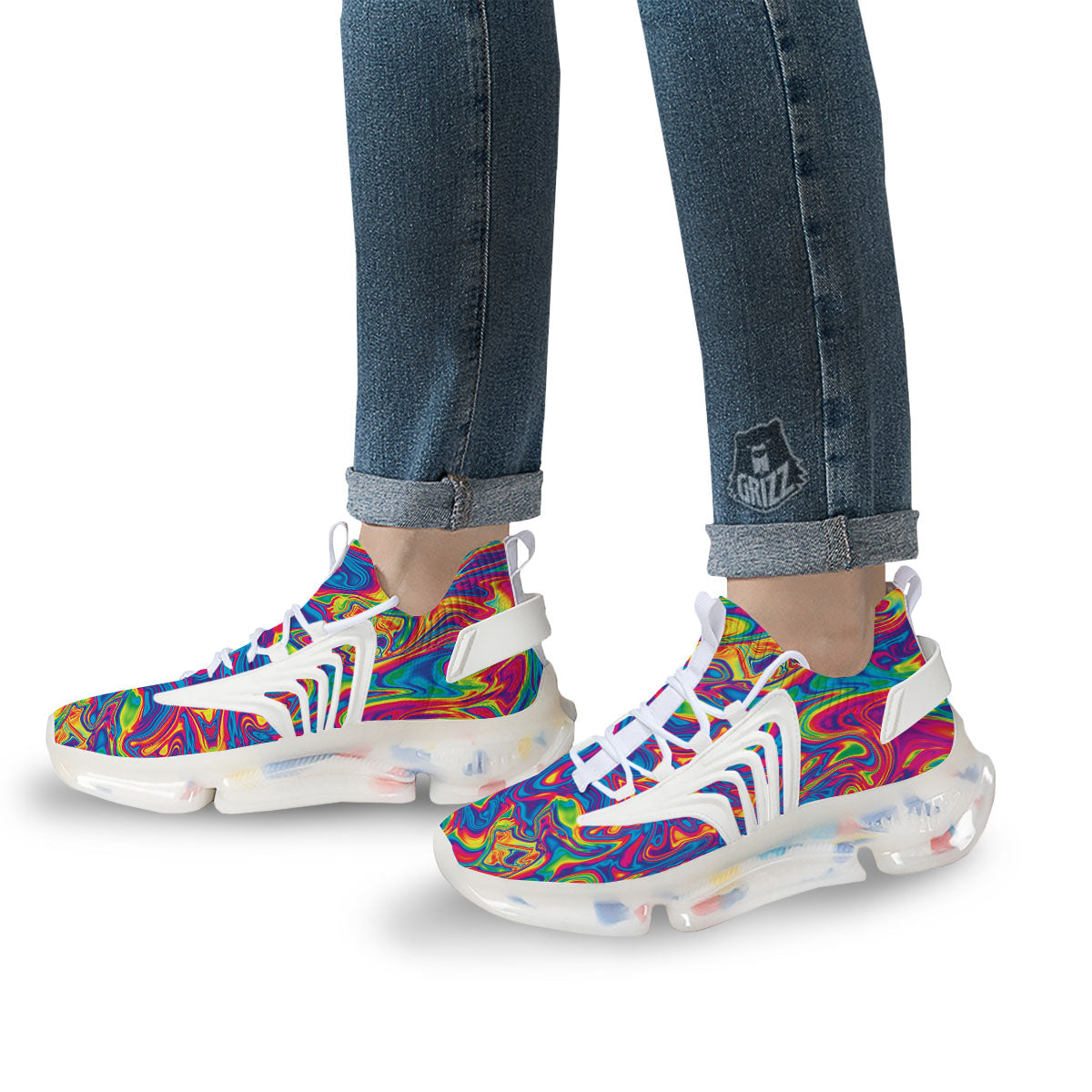 Acid Psychedelic Print Pattern White Gym Shoes-grizzshop