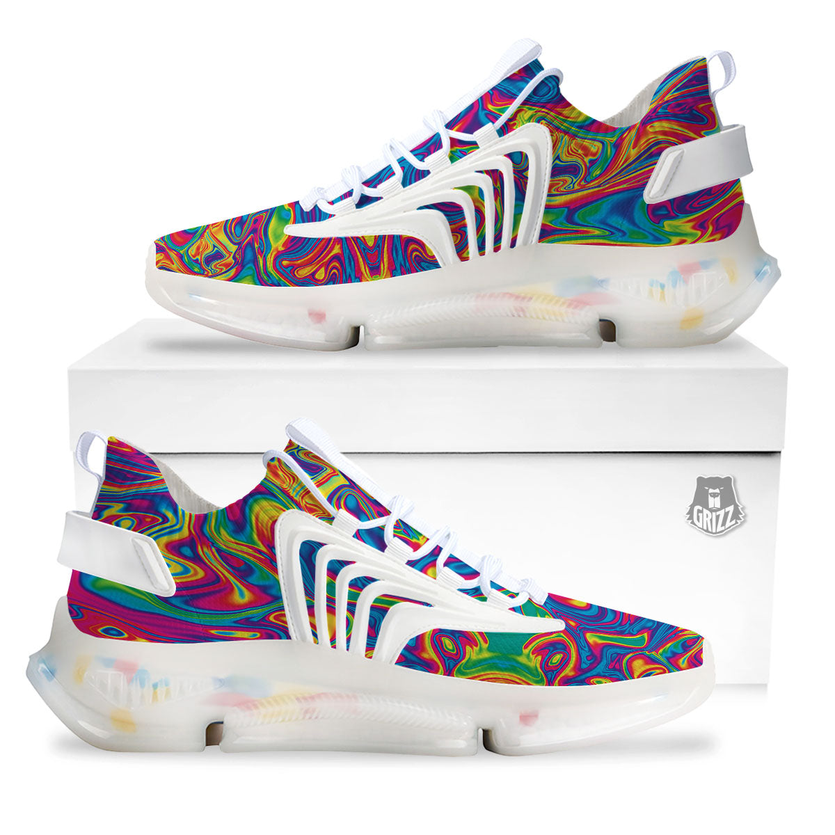 Acid Psychedelic Print Pattern White Gym Shoes-grizzshop