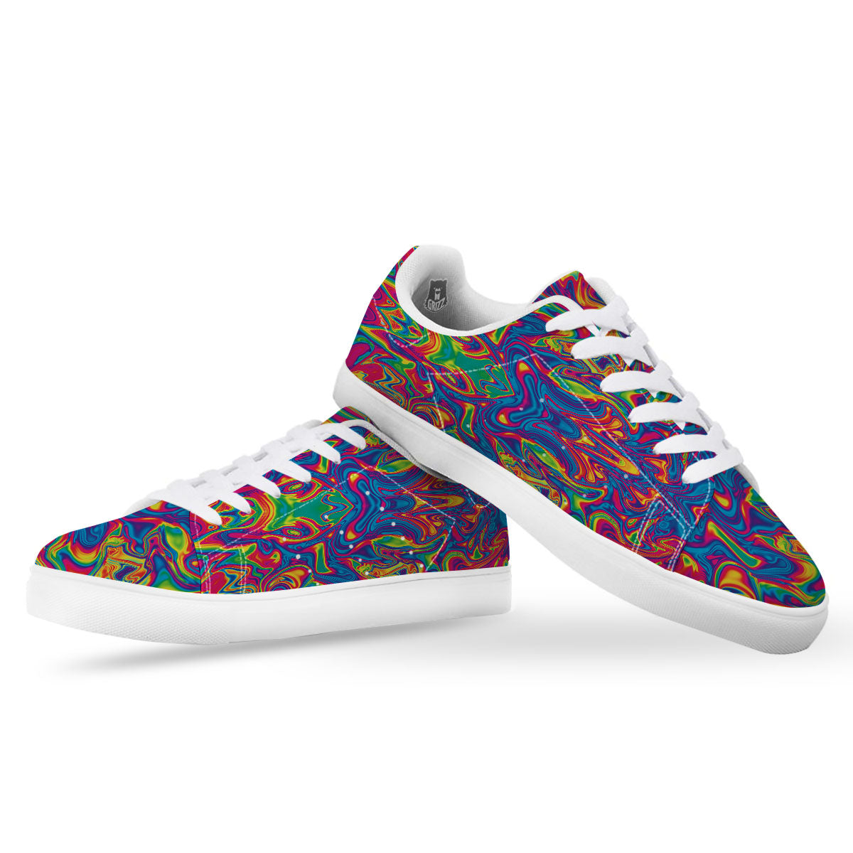 Acid Psychedelic Print Pattern White Low Top Sneakers-grizzshop