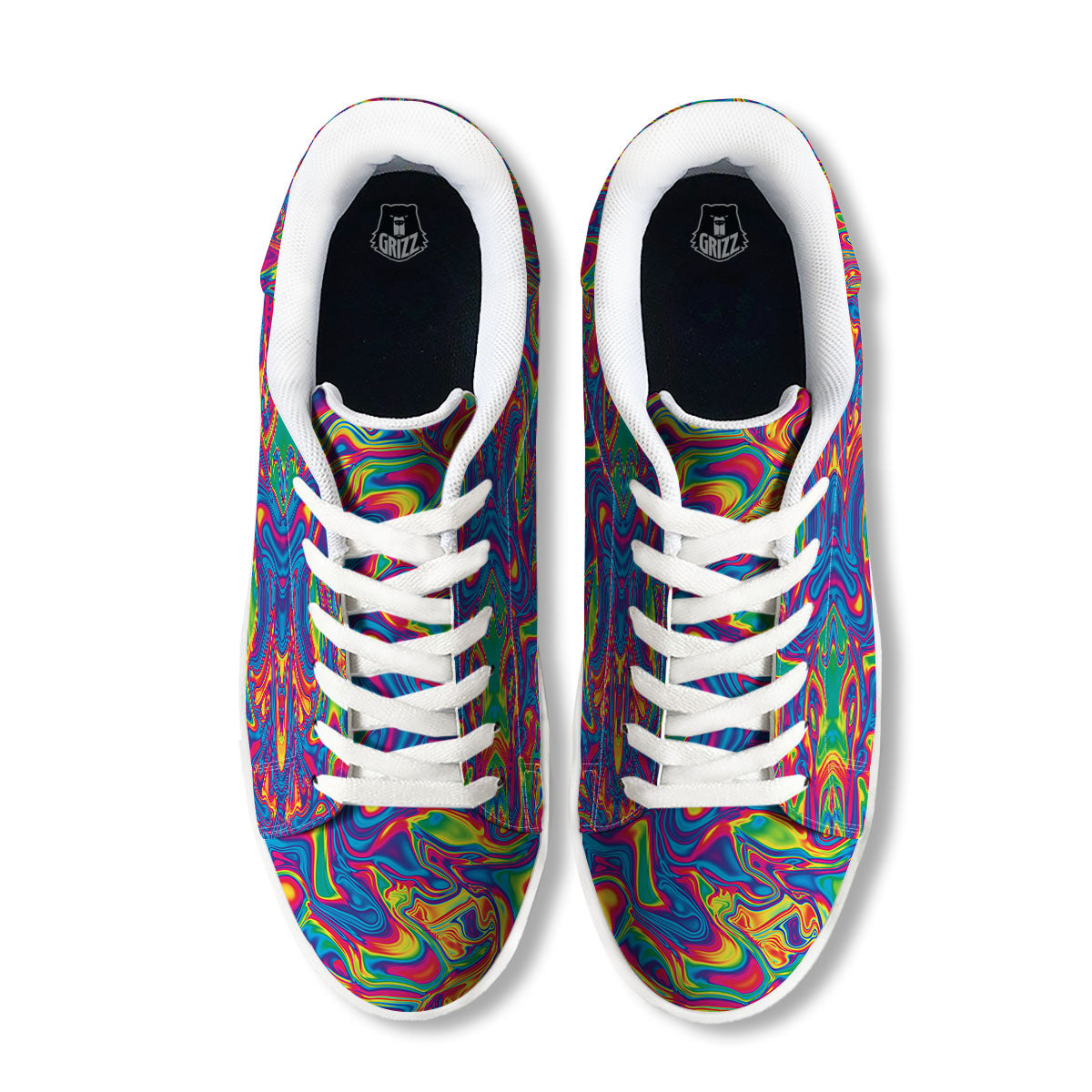 Acid Psychedelic Print Pattern White Low Top Sneakers-grizzshop