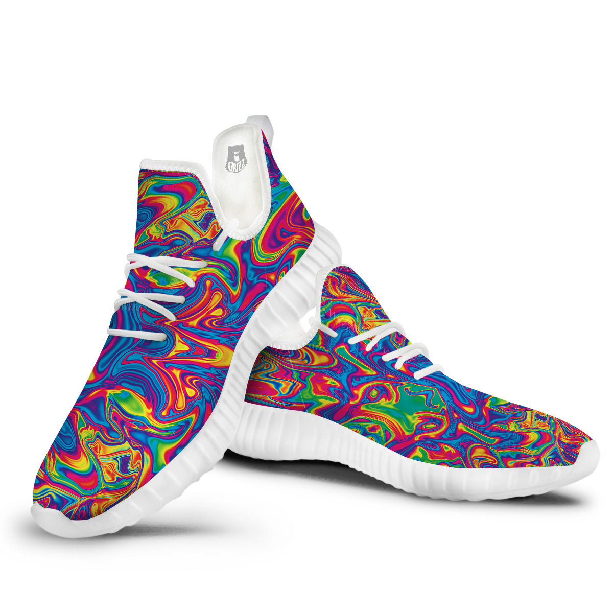 Acid Psychedelic Print Pattern White Walking Shoes-grizzshop
