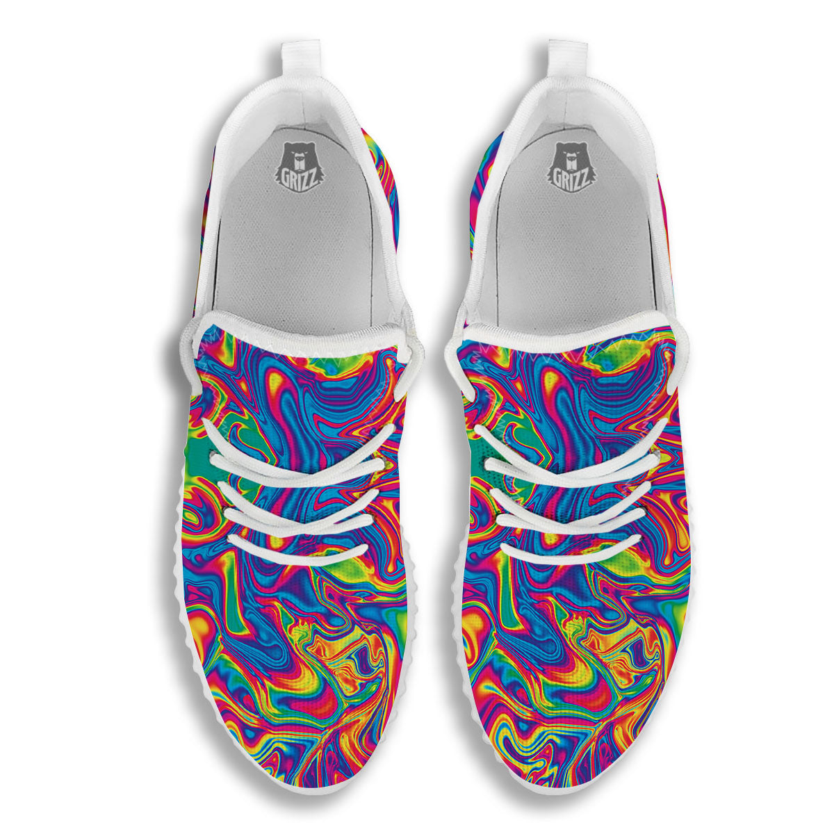 Acid Psychedelic Print Pattern White Walking Shoes-grizzshop