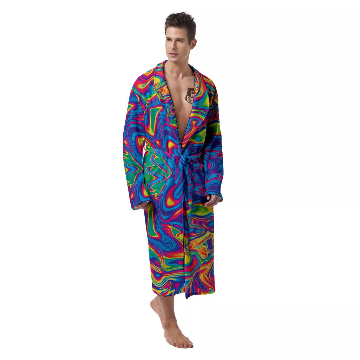 Acid Psychedelic Print Pattern Men's Robe-grizzshop