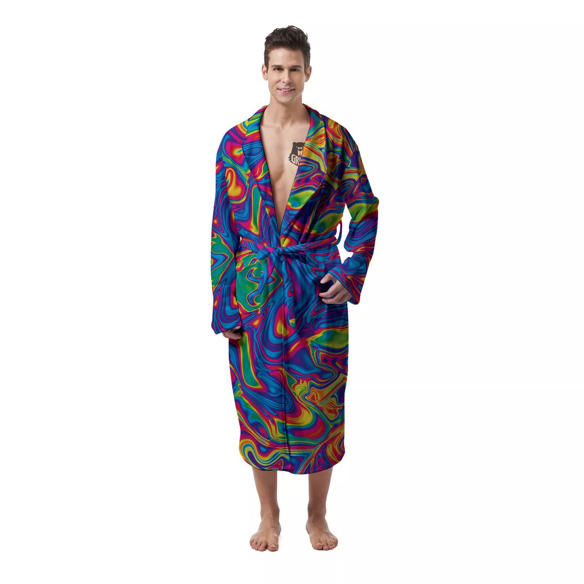 Acid Psychedelic Print Pattern Men's Robe-grizzshop