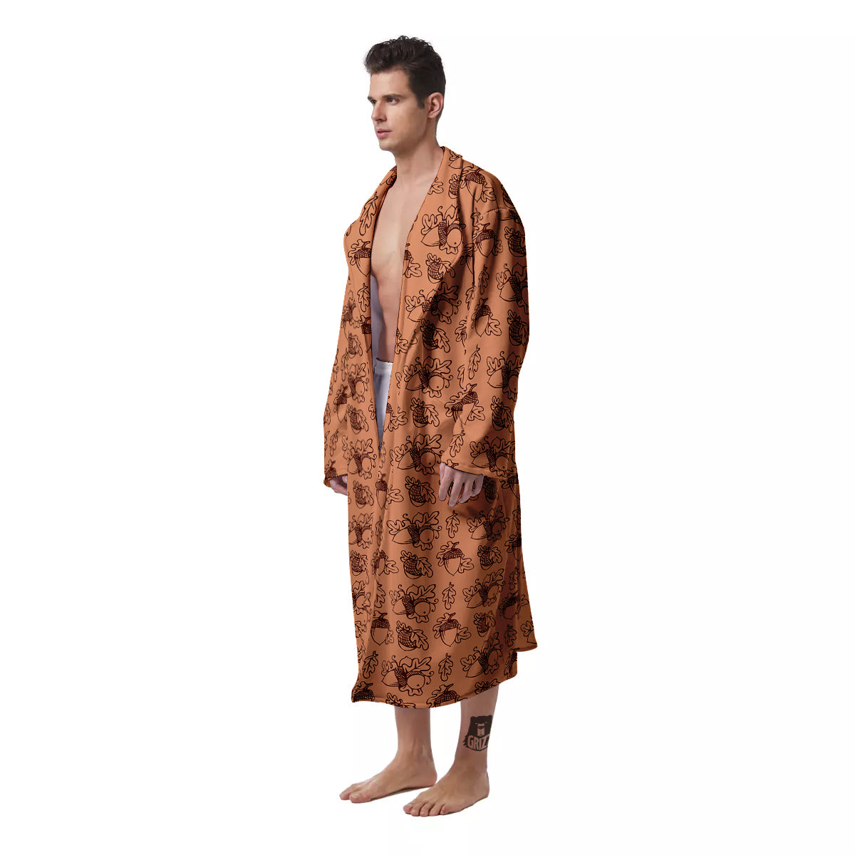 Acorn Drawing Print Pattern Men's Robe-grizzshop
