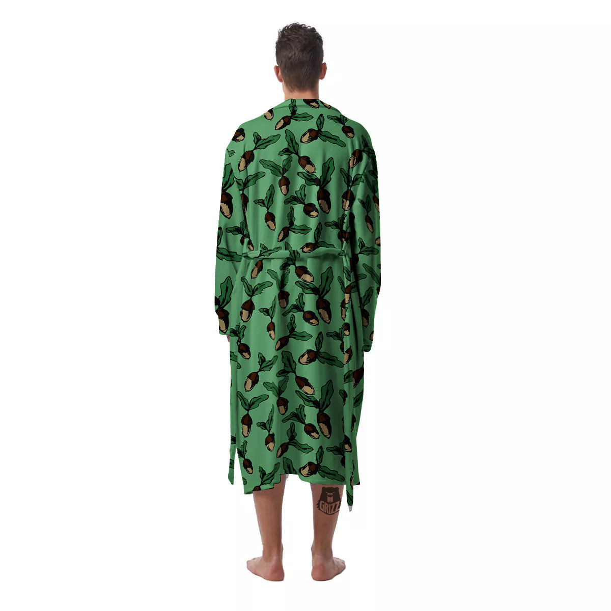 Acorn Green Print Pattern Men's Robe-grizzshop