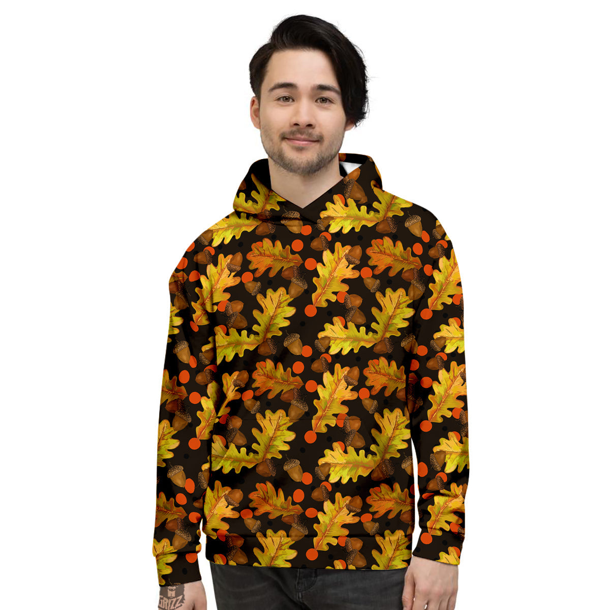 Acorn Leaf Print Pattern Men's Hoodie-grizzshop