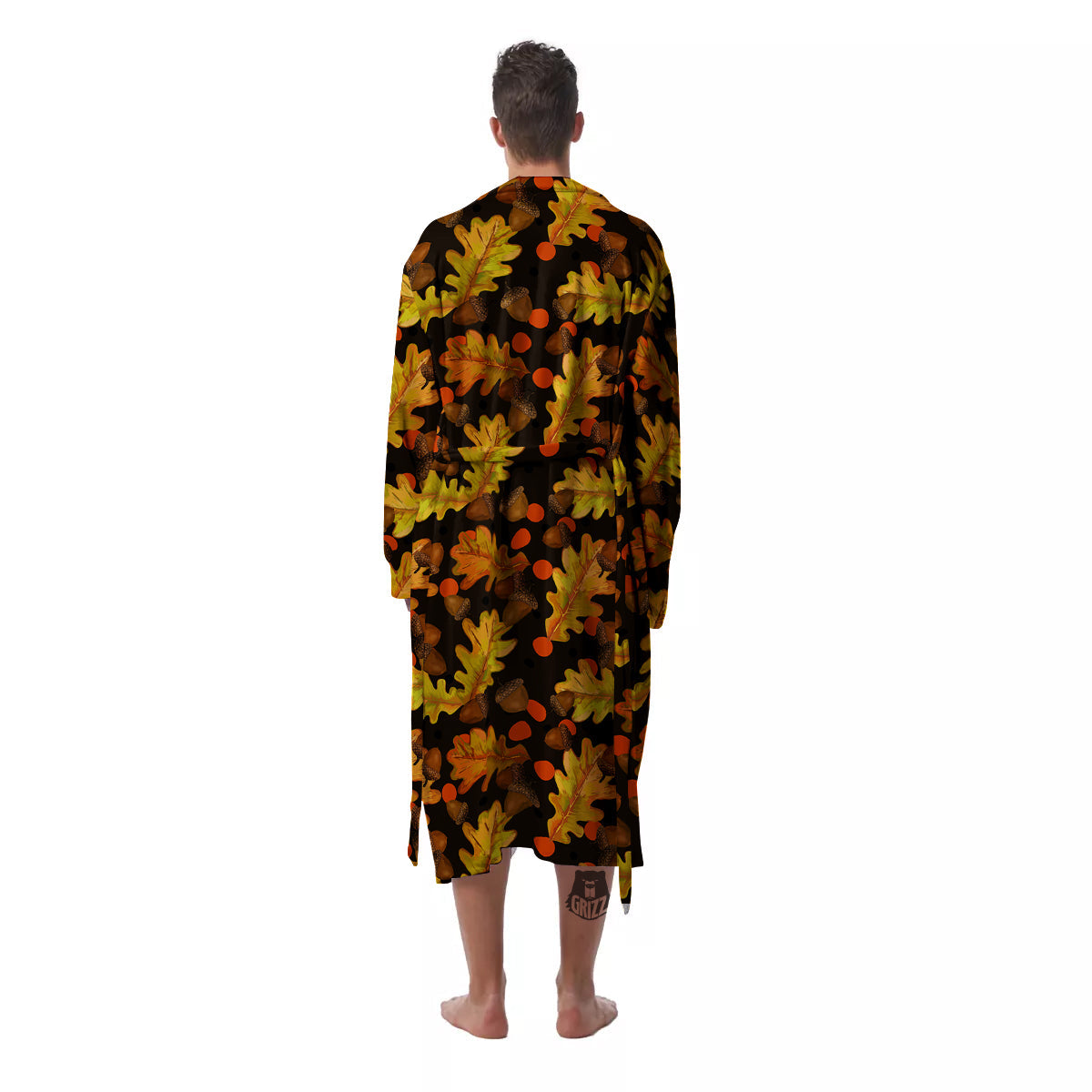 Acorn Leaf Print Pattern Men's Robe-grizzshop