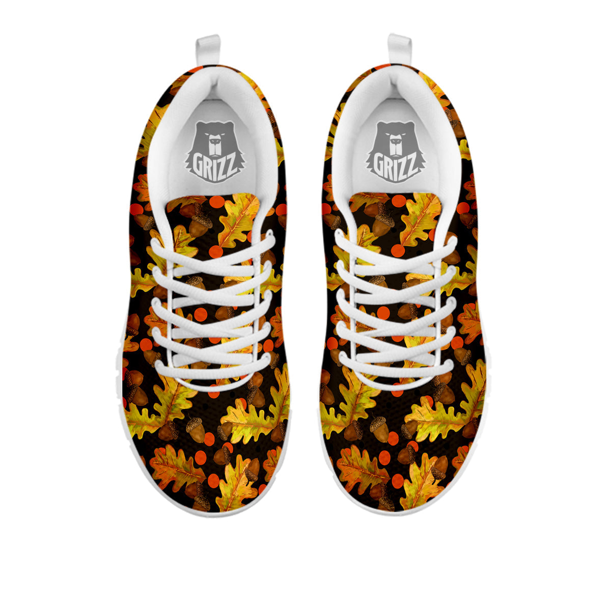 Acorn Leaf Print Pattern White Sneaker-grizzshop
