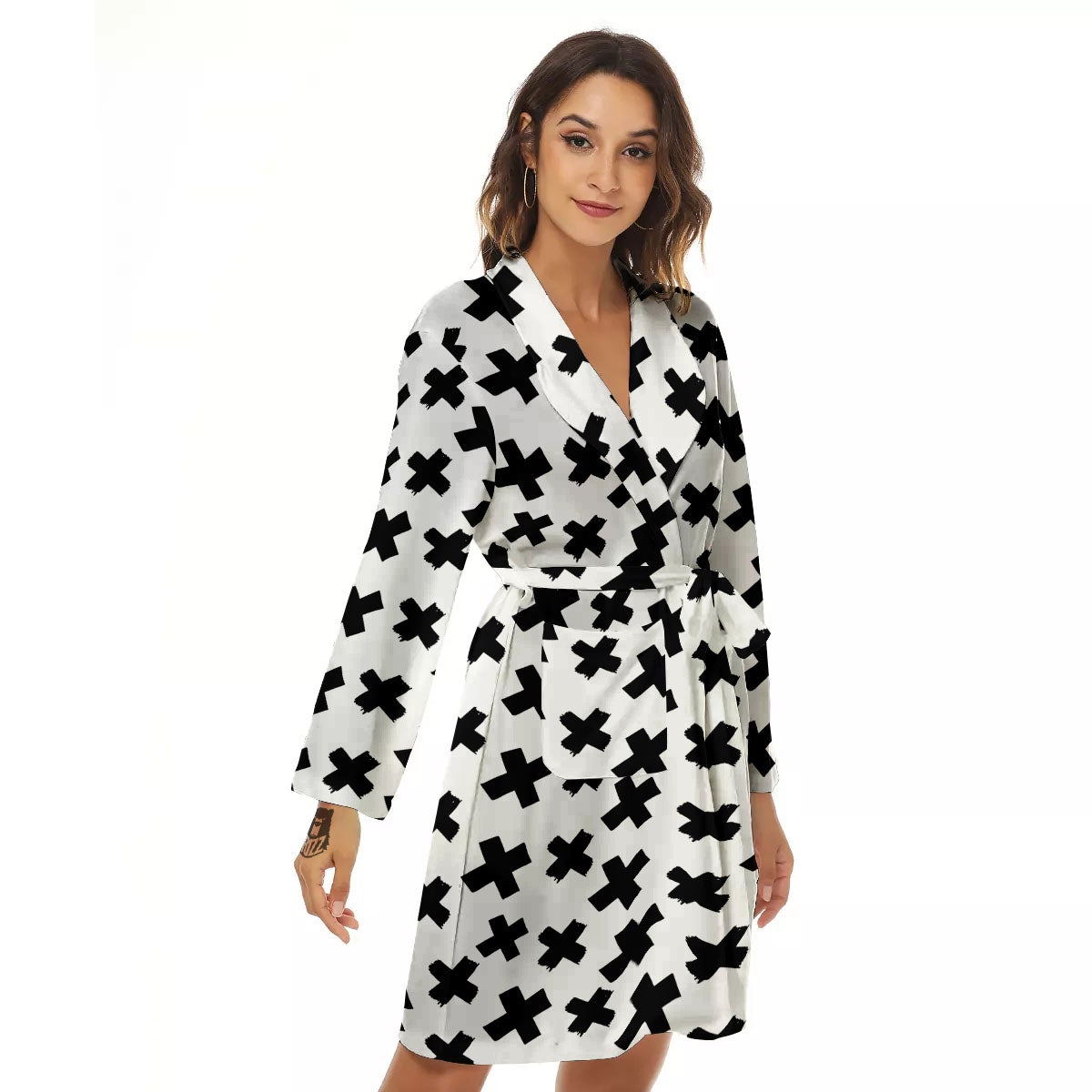 Add Sign Symbol Print Pattern Women's Robe-grizzshop