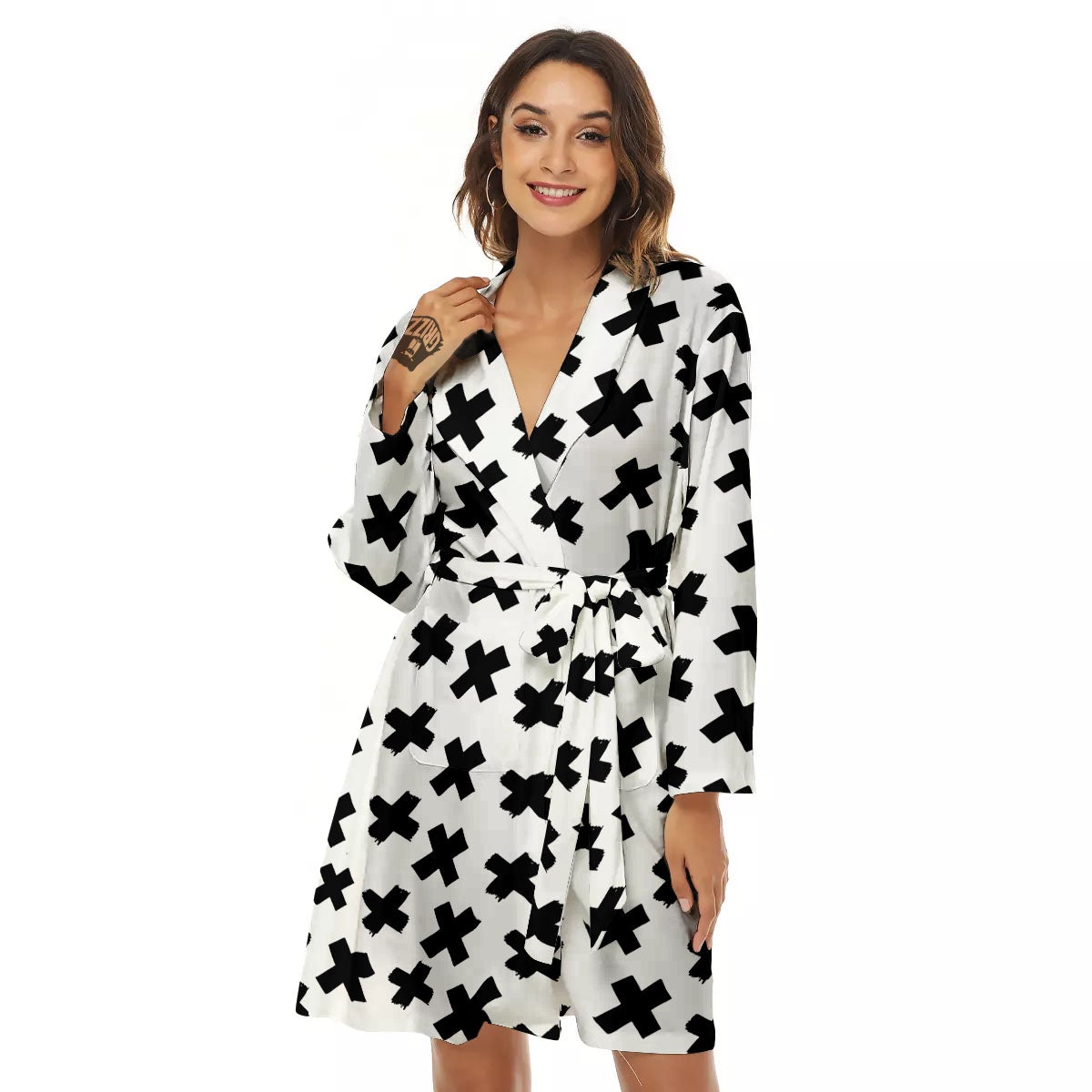 Add Sign Symbol Print Pattern Women's Robe-grizzshop
