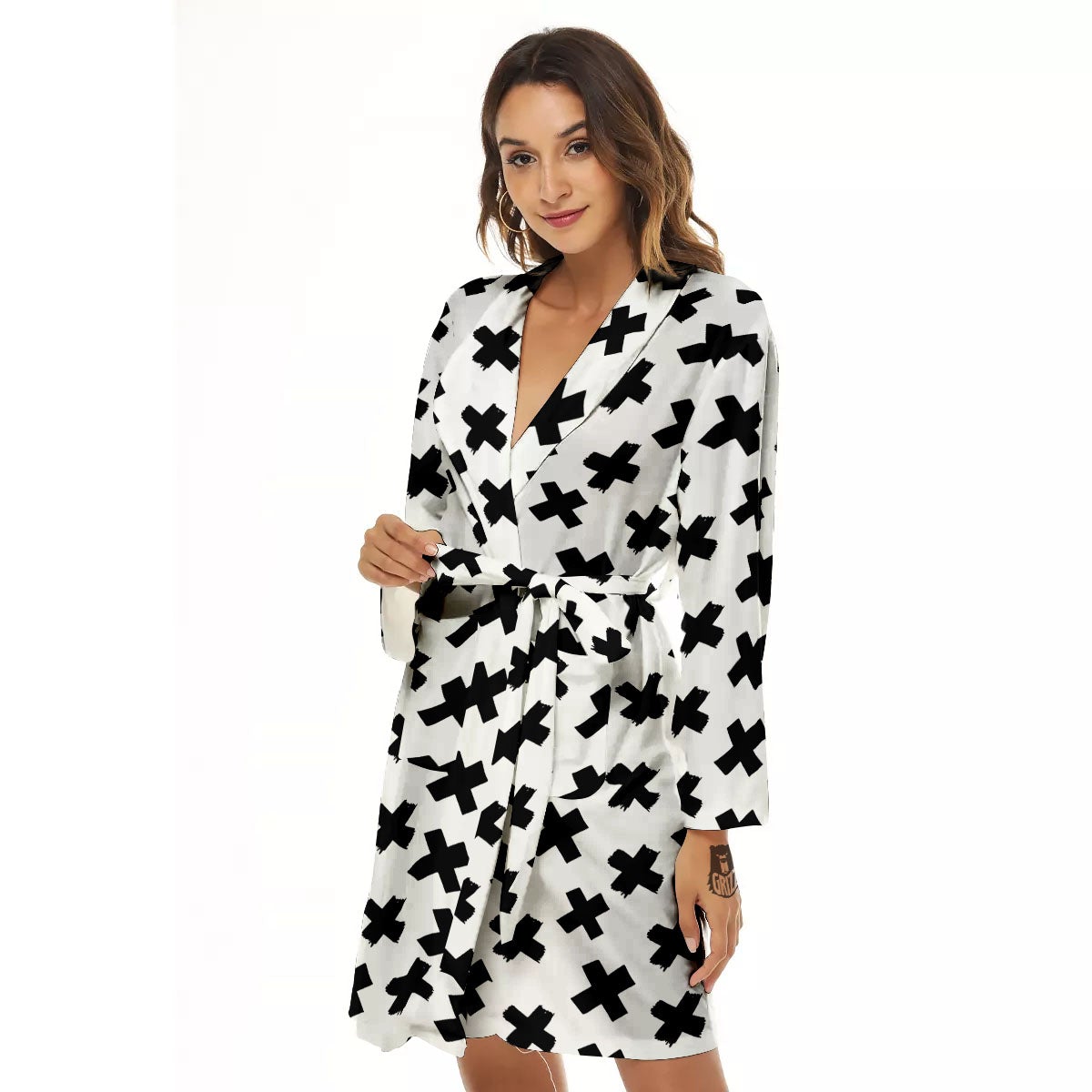 Add Sign Symbol Print Pattern Women's Robe-grizzshop