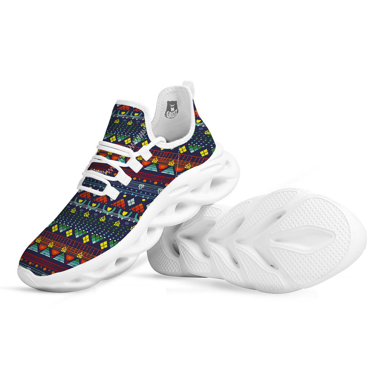 Adinkra Tribe African West Symbols White Running Shoes-grizzshop