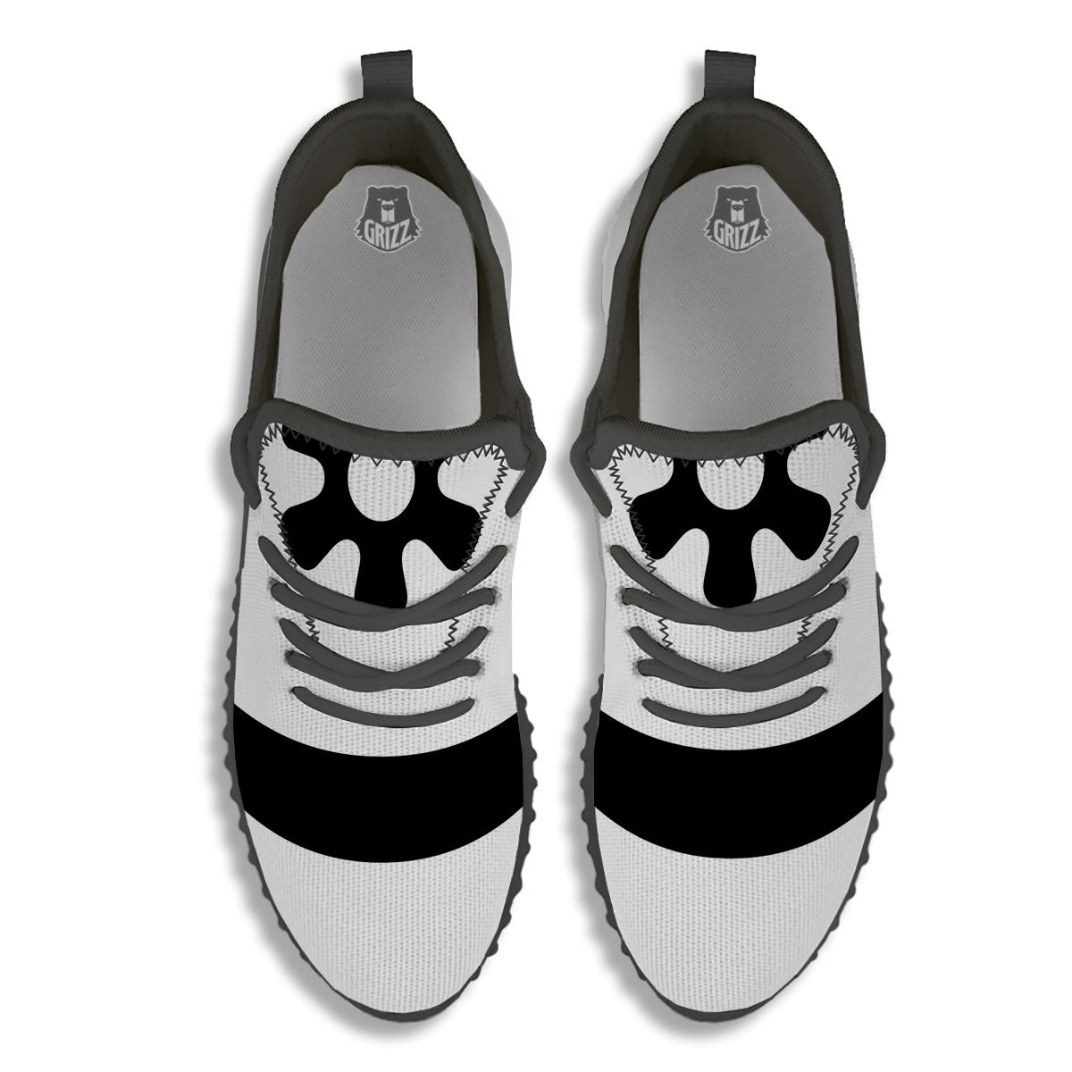 Adinkra Tribe Symbols White And Black Black Walking Shoes-grizzshop