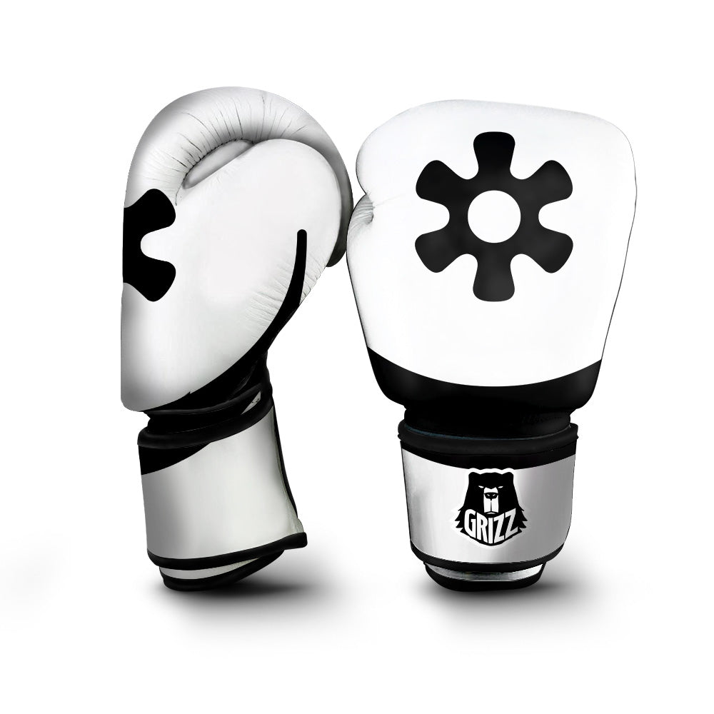 Adinkra Tribe Symbols White And Black Boxing Gloves-grizzshop