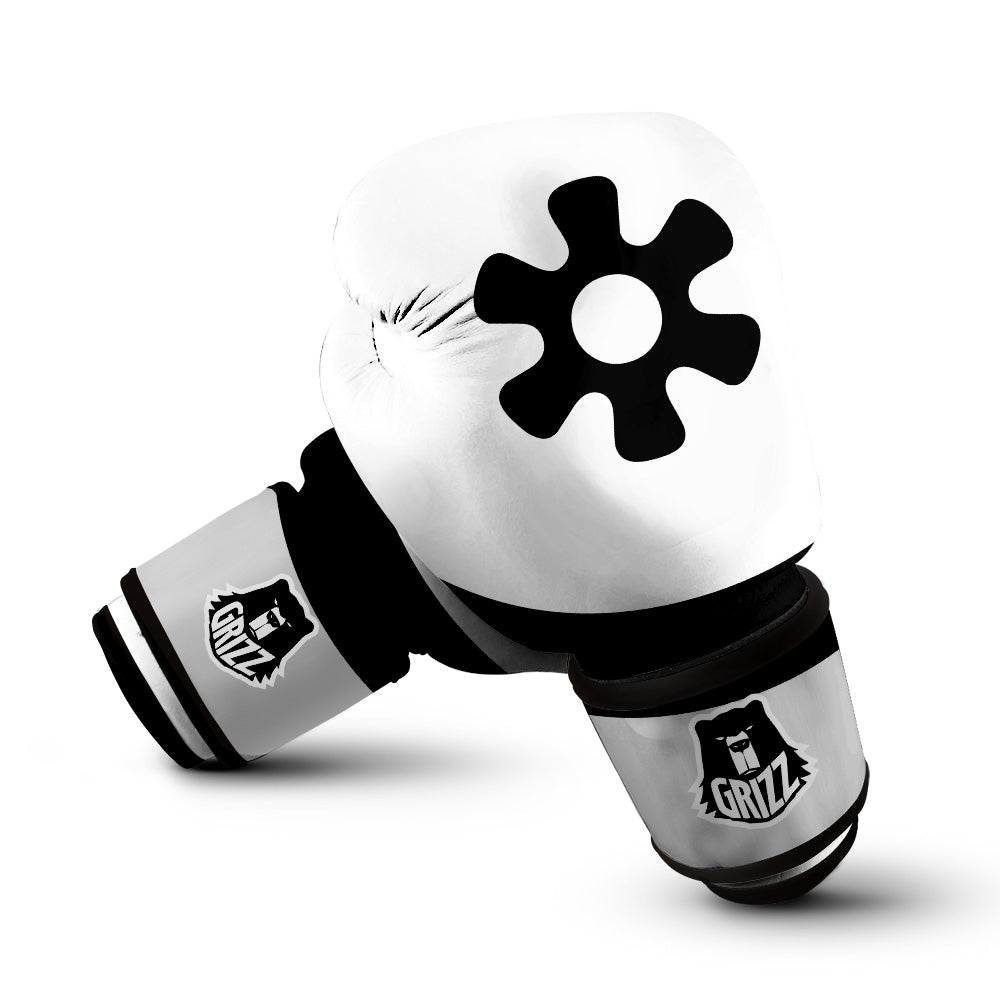 Adinkra Tribe Symbols White And Black Boxing Gloves-grizzshop