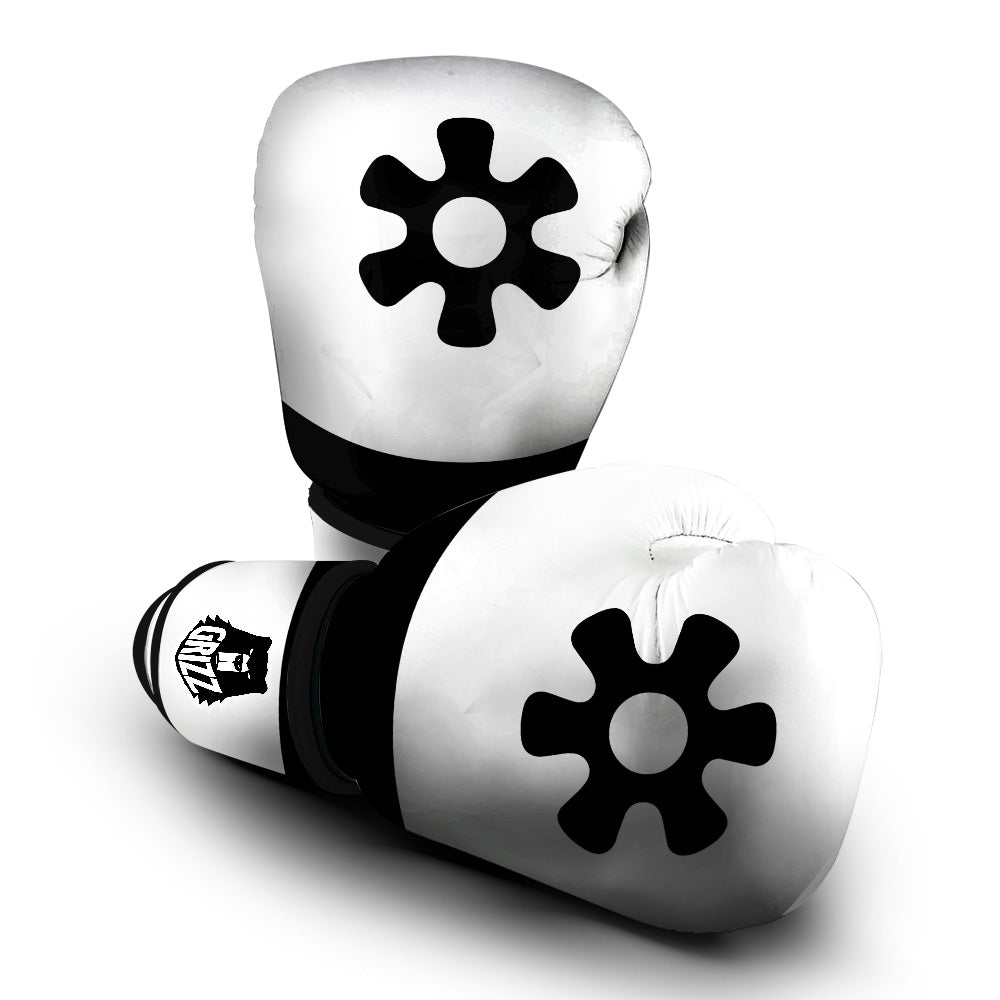 Adinkra Tribe Symbols White And Black Boxing Gloves-grizzshop