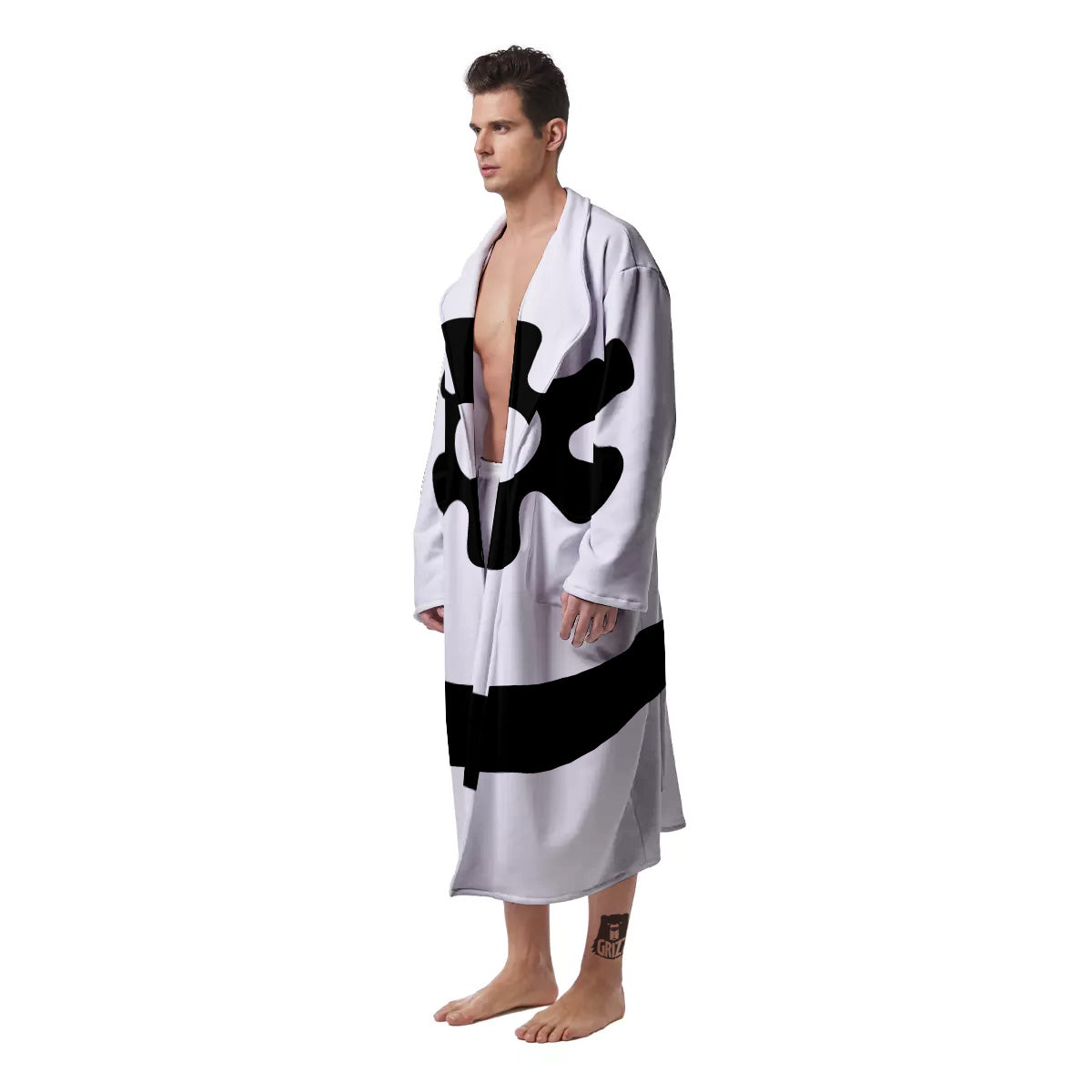Adinkra Tribe Symbols White And Black Men's Robe-grizzshop